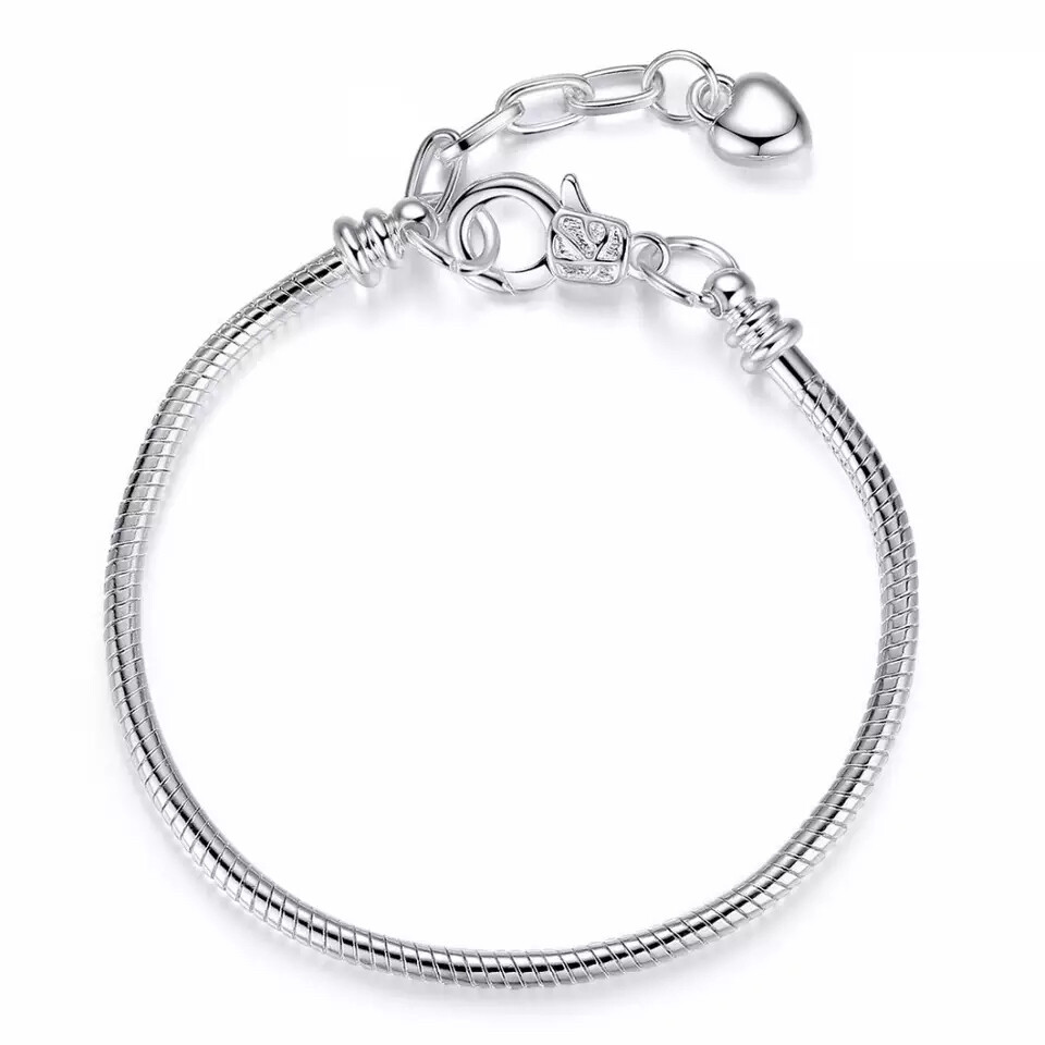 Silver Bracelet Lobster Clasp DIY Charm Bracelet With Extender 19cm-23cm 7in-9in