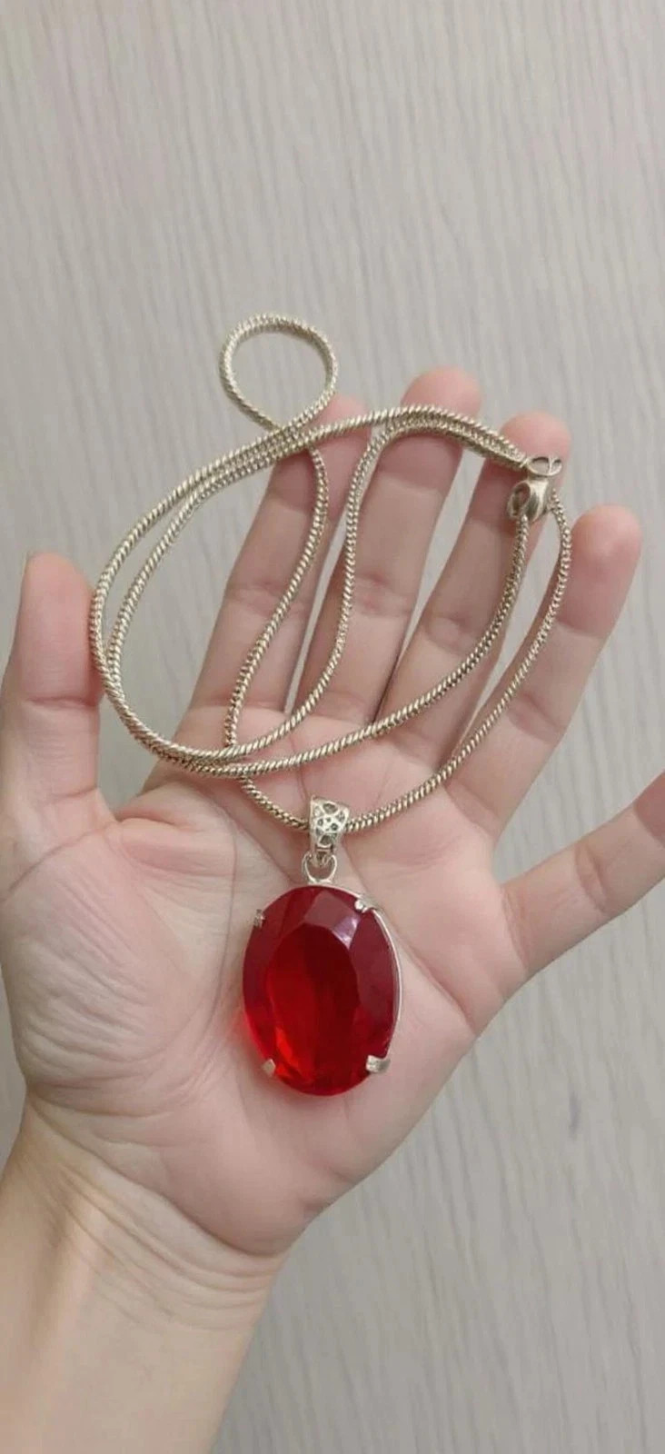 72.60 Ct Certified Red Topaz Oval Cut 925 Solid Sterling Silver Pendant Gemstone