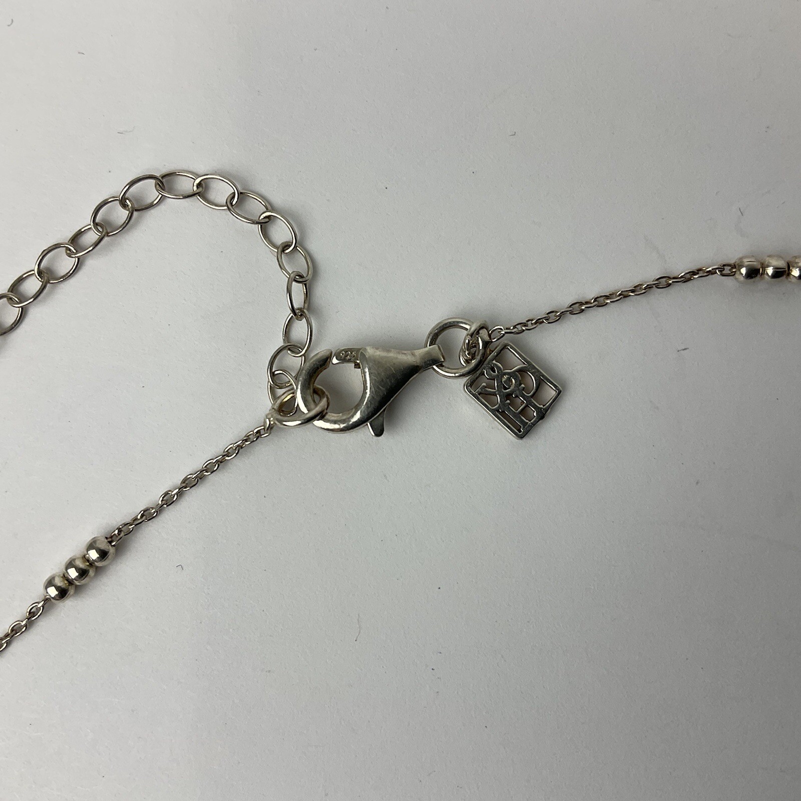 H & P Signed Sterling Silver Chain Ball Link Necklace Delicate Marked 925 17.5”