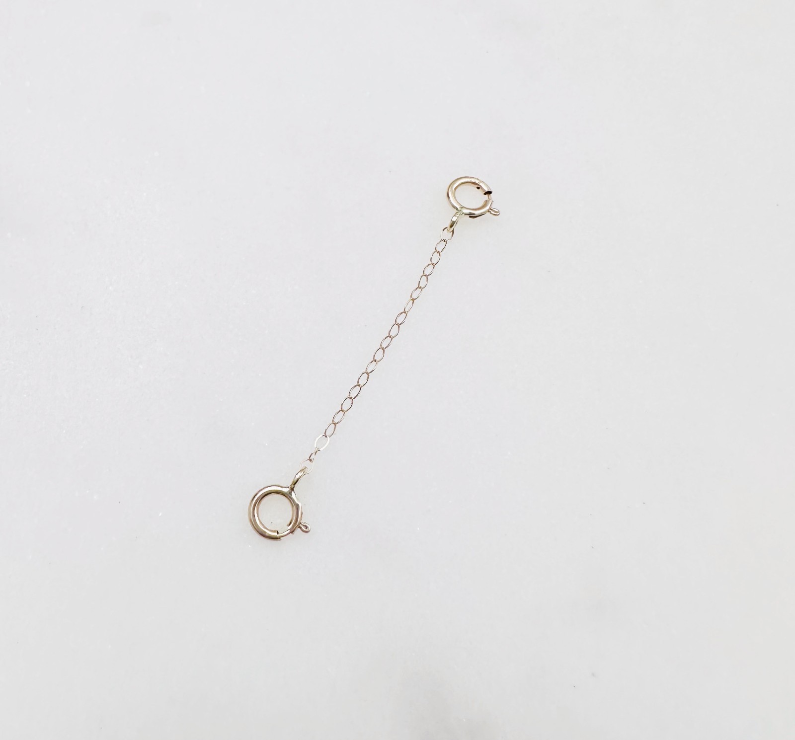 14K Solid Yellow Gold Thin Cable Link Safety Chain Extension w/Dual Clasps, 1.5″