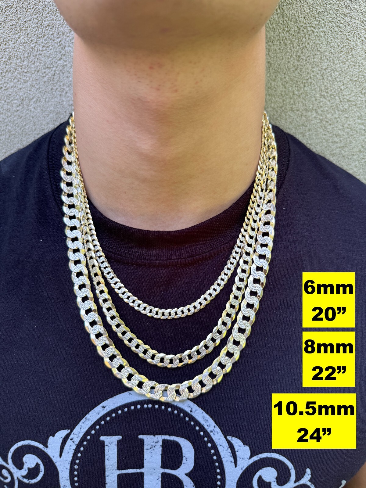 Cuban Link Chain Bracelet 14k Gold Plated Real Solid 925 Silver Necklace 5-11mm