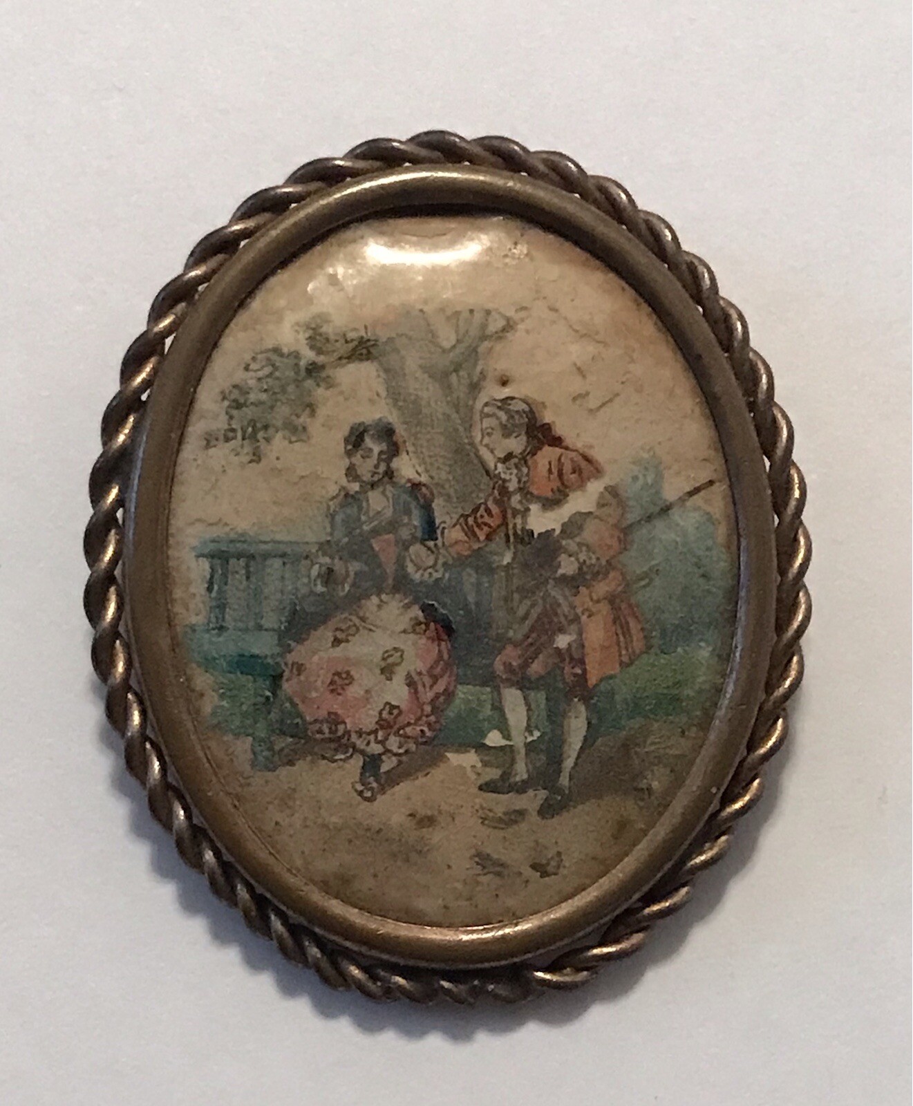 RARE Antique Brooch Mid-1800s Made In France Trombone Clasp, See Description