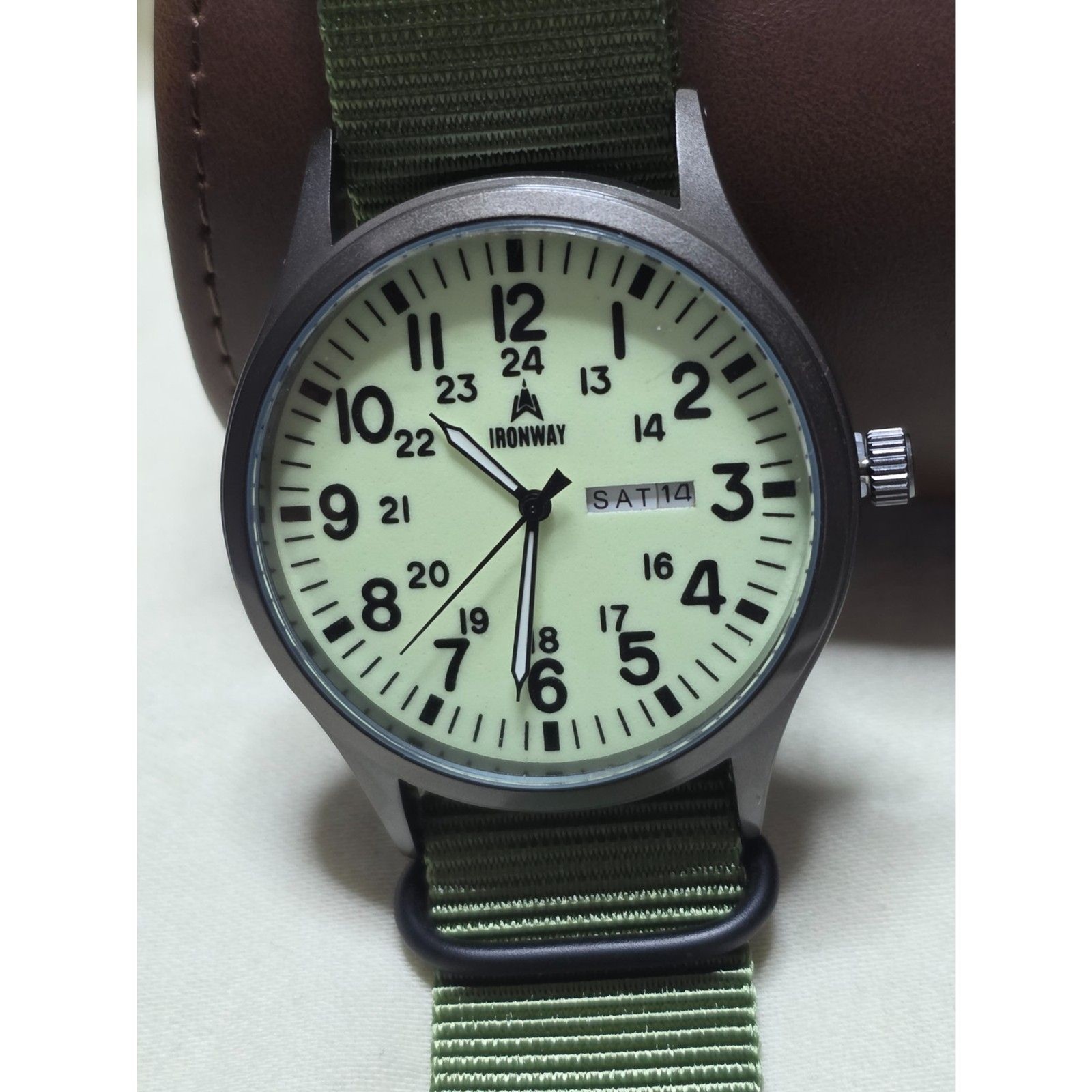 Ironway 41mm Military Field Watch, Cream Dial, Japanese Quartz (New w/ ABS Case)