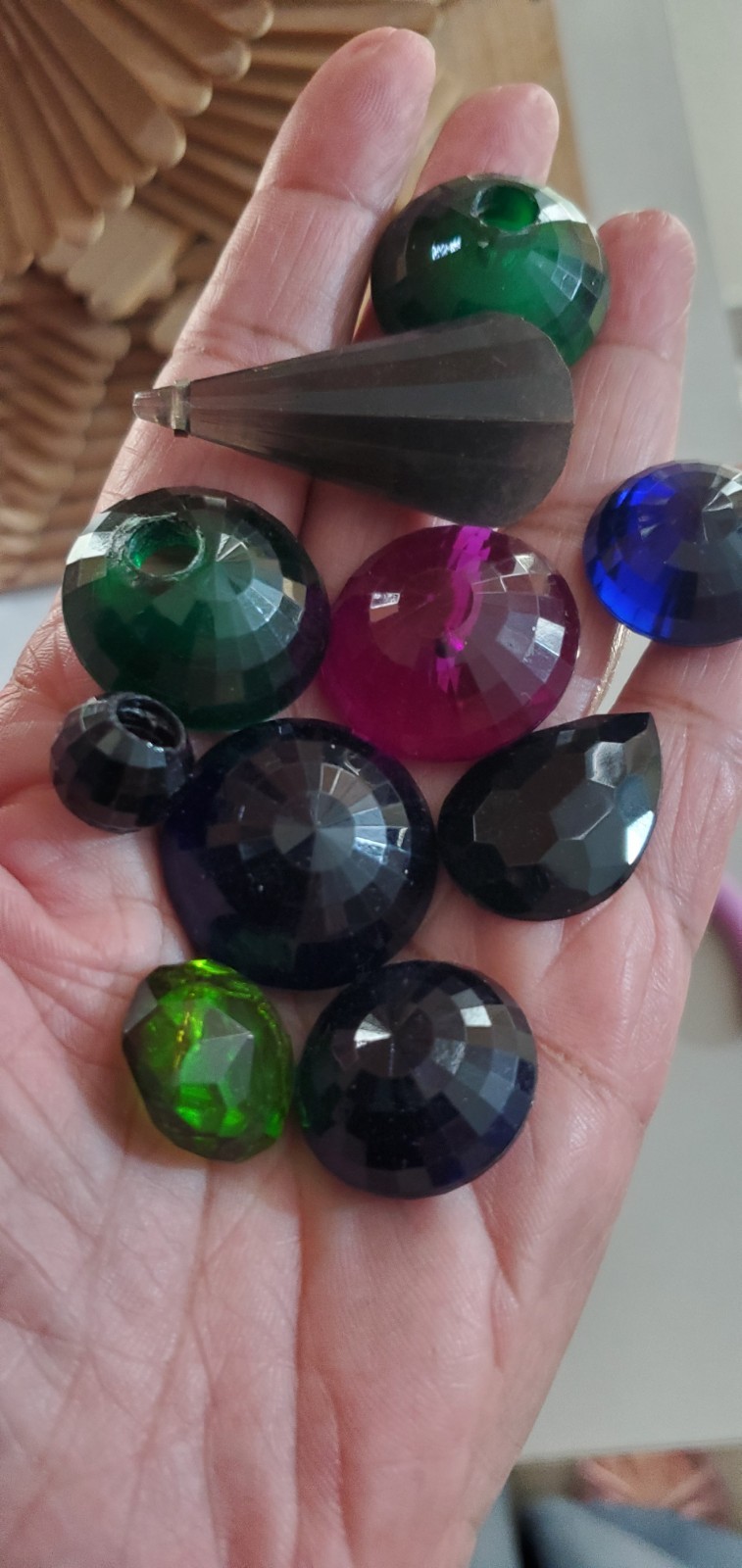 Vintage 1950s Transparent Lucite Cabachons Purple Forest Green Midnight Blue +