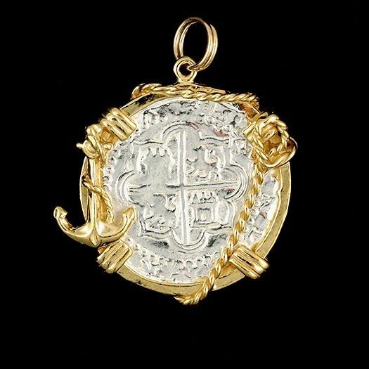 Atocha Sunken Treasure Jewelry – Medium Pieces of 8 Silver Anchor & Chain Coin