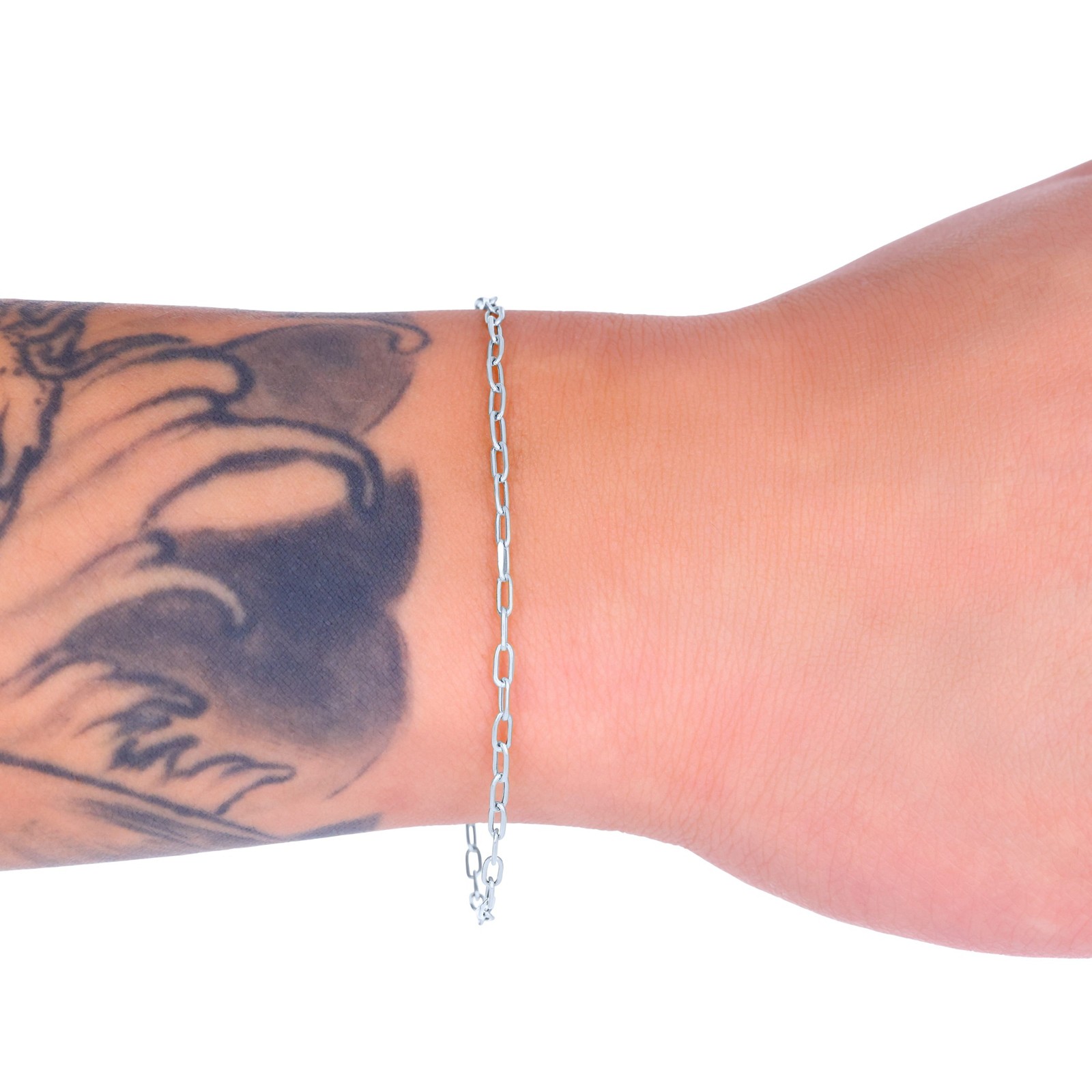 10k White Gold 2mm Paperclip Chain Cable Rolo Link Bracelet Womens 7″ 7.5″ 8″