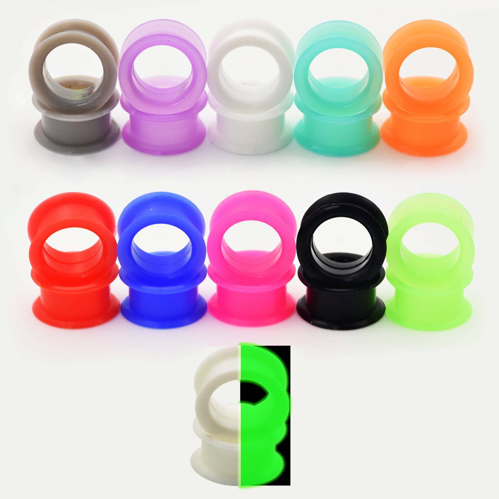 50Pcs Thick Silicone Ear Gauges Kit Soft Flesh Tunnels Ear Plugs Piercing 2g-1″