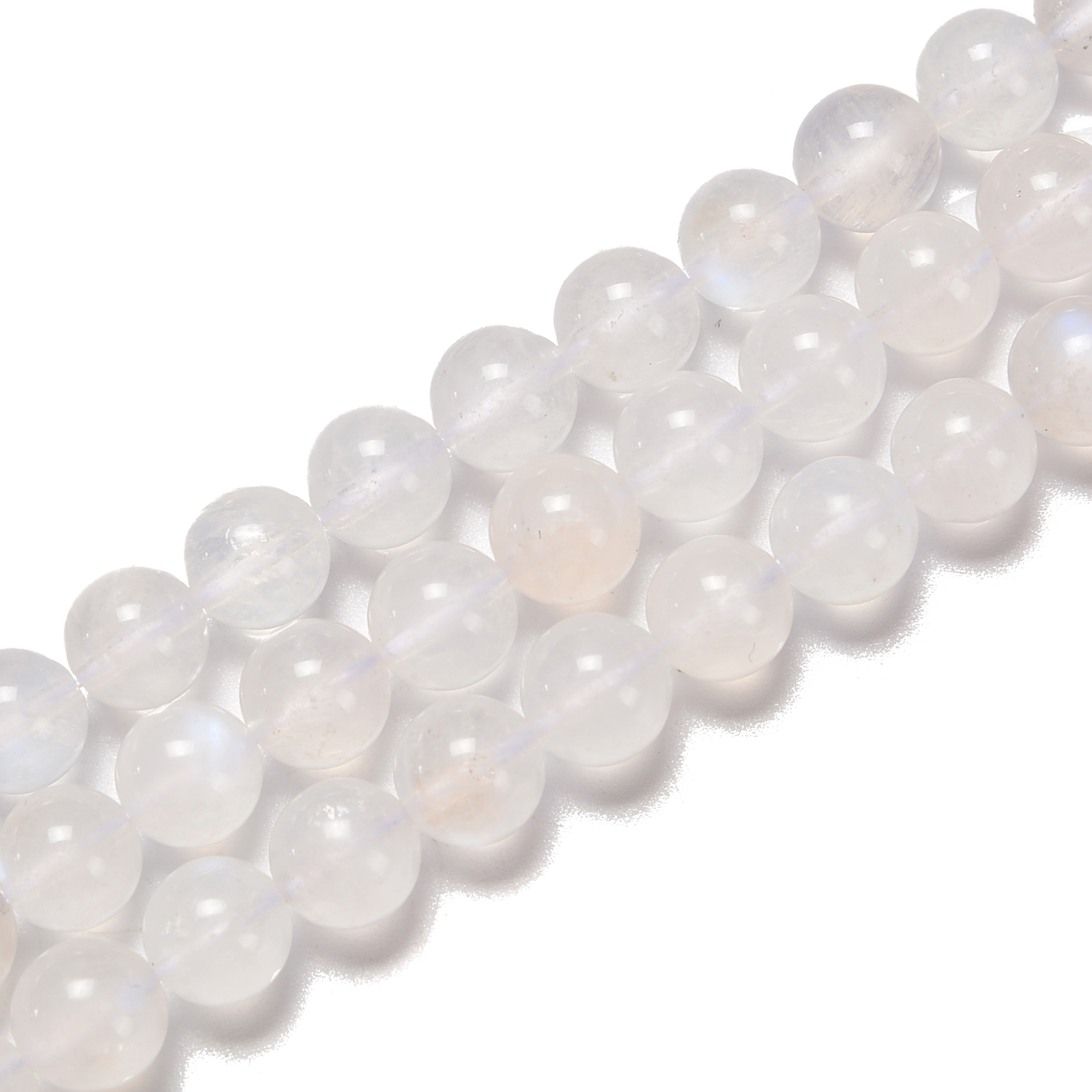 AAA Cream White Rainbow Moonstone Smooth Round Beads Size 6mm-12mm 15.5” Str