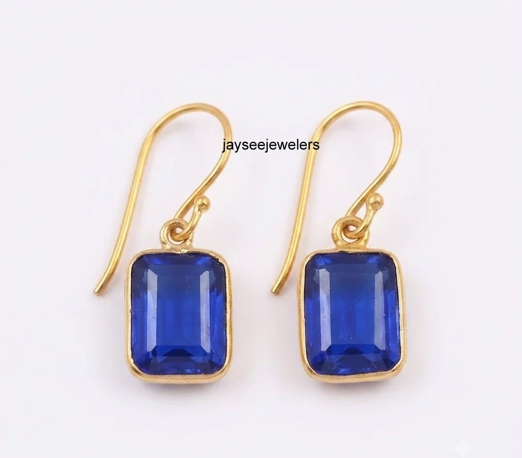 925 Sterling Silver Sapphire Gemstone Earring Jewelry Gift For Valentine’s Day