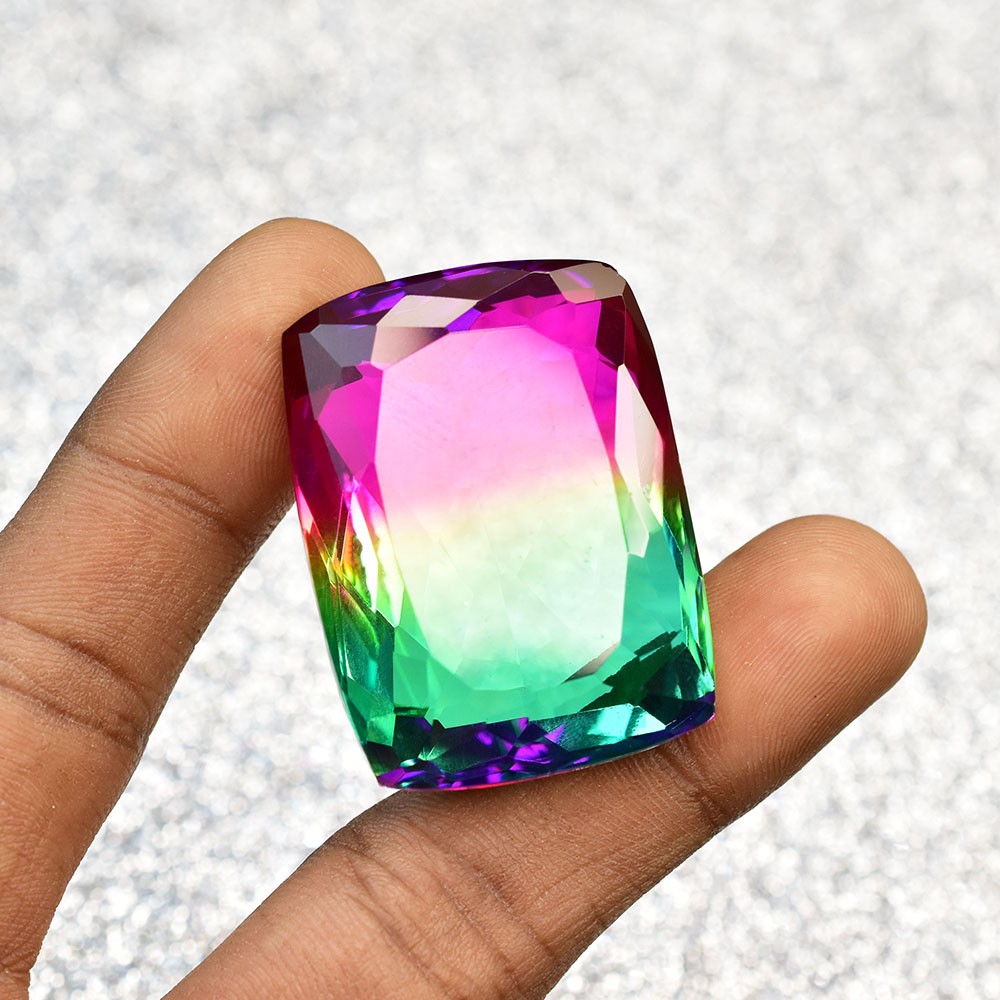 AAA+ Large Natural Bi-Color Tourmaline 133.65 Ct Certified Emerald Cut Gemstone