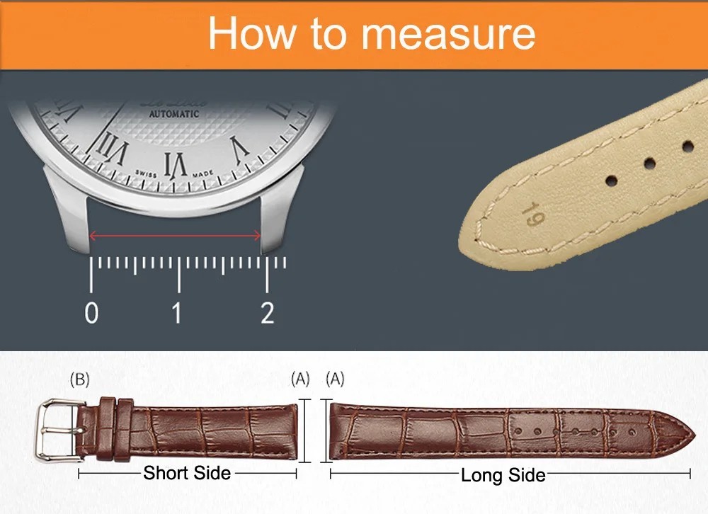 Leather Watch Strap Band Sweatproof Gold Buckle Replacement 14 16 18 20 22 24mm