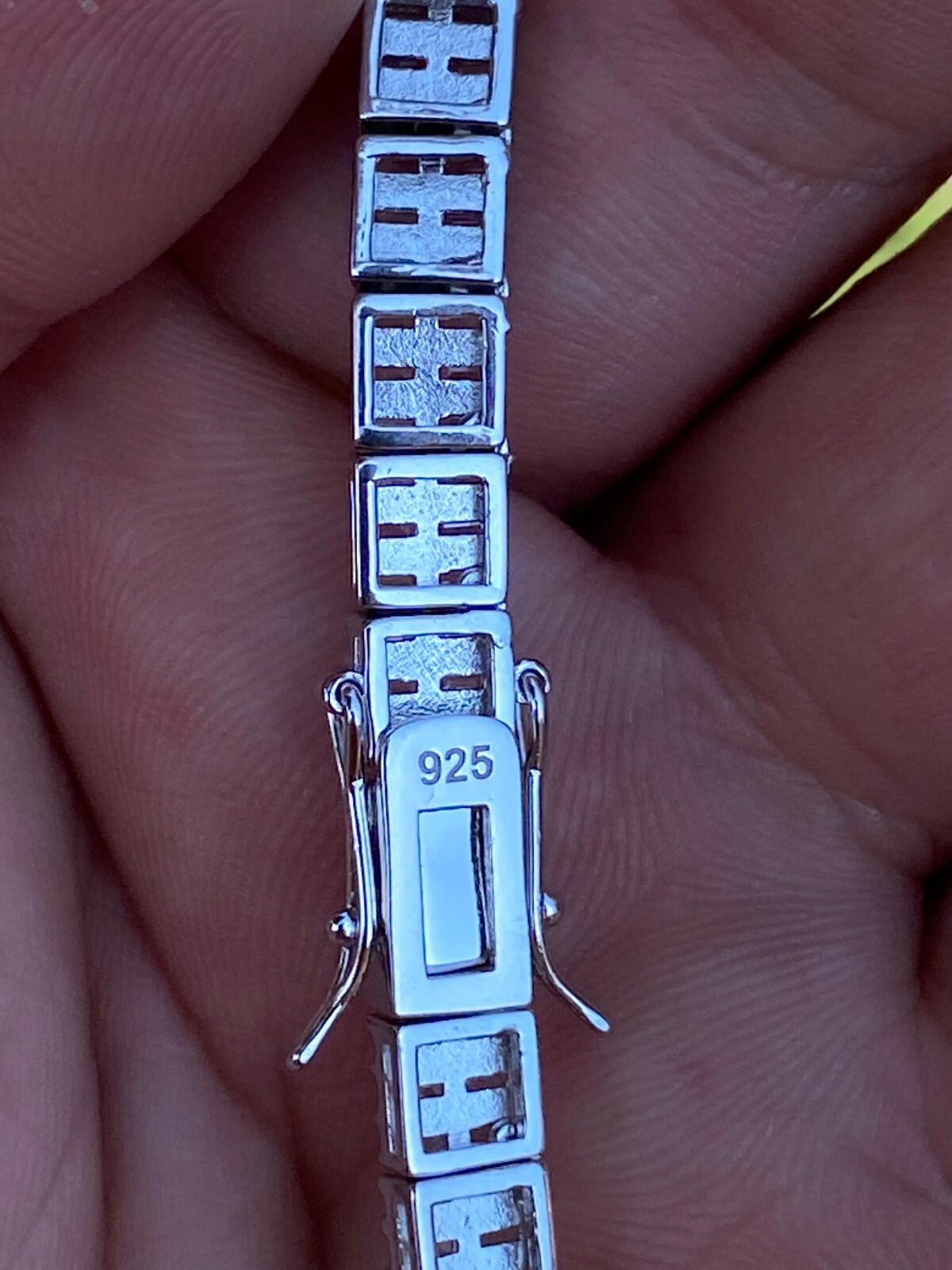 SOLID 925 Sterling Silver Baguette Tennis Chain ICED CZ Necklace 5mm Hip Hop