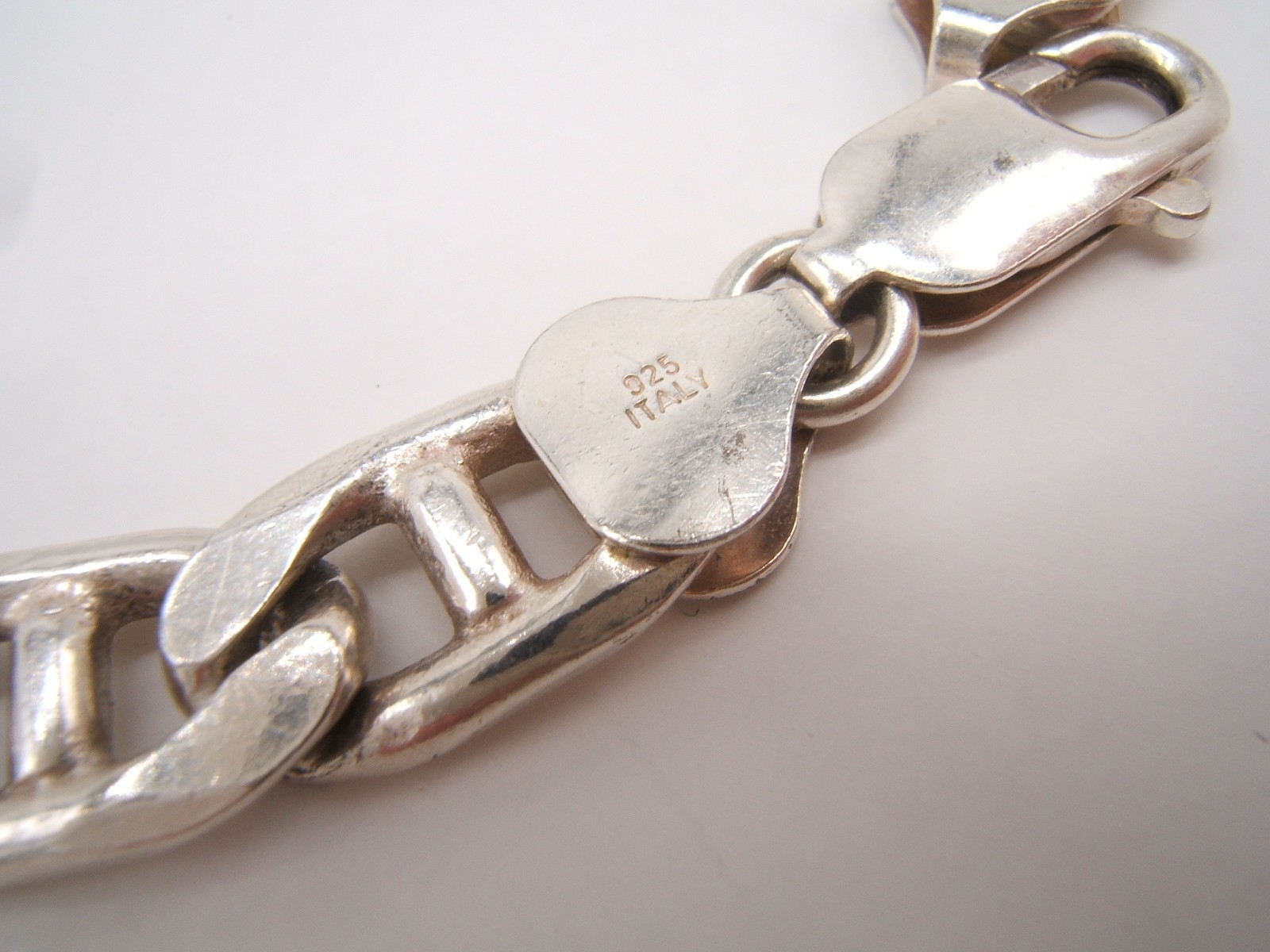 VTG STERLING SILVER MARINER CHAIN BRACELET 8 1/4” LONG ITALY