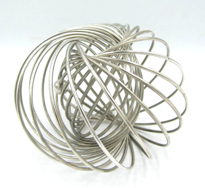 c.1990 Important Expanding GYROSCOPE & BALL BRACELET Solid Handcrafted Silver