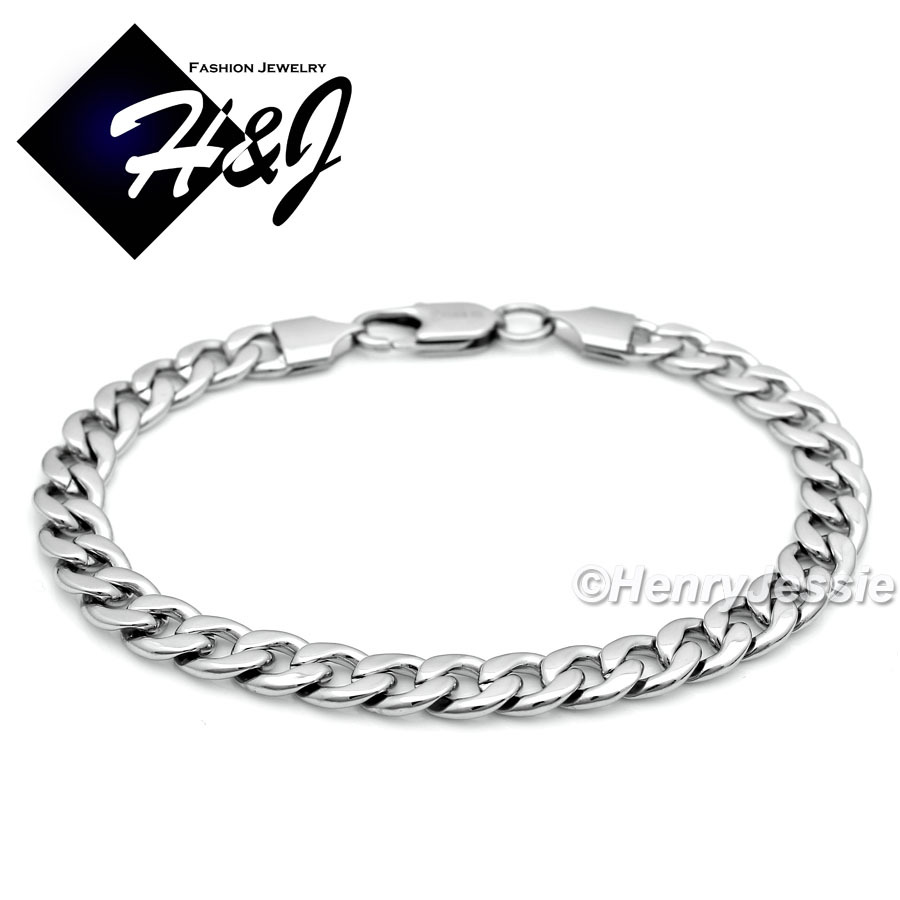 8.5″Men’s Women’s Stainless Steel 7mm Silver Cuban Curb Link Chain Bracelet