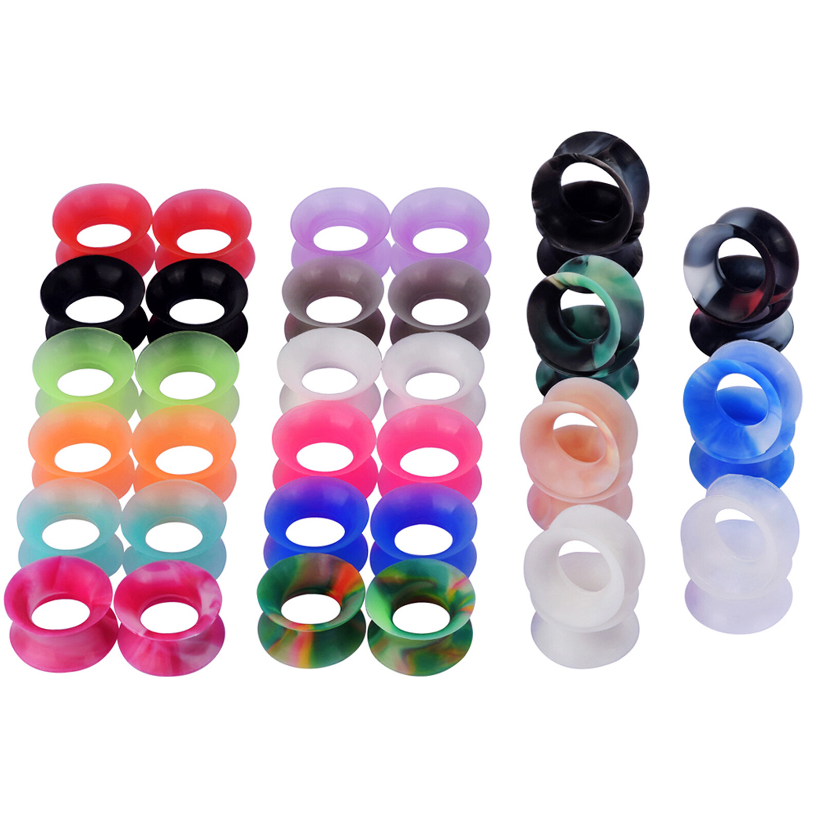 1Pair Silicone Soft Ear Tunnels Plugs Gauges Earskin Earlets Expander 2g-3/4″