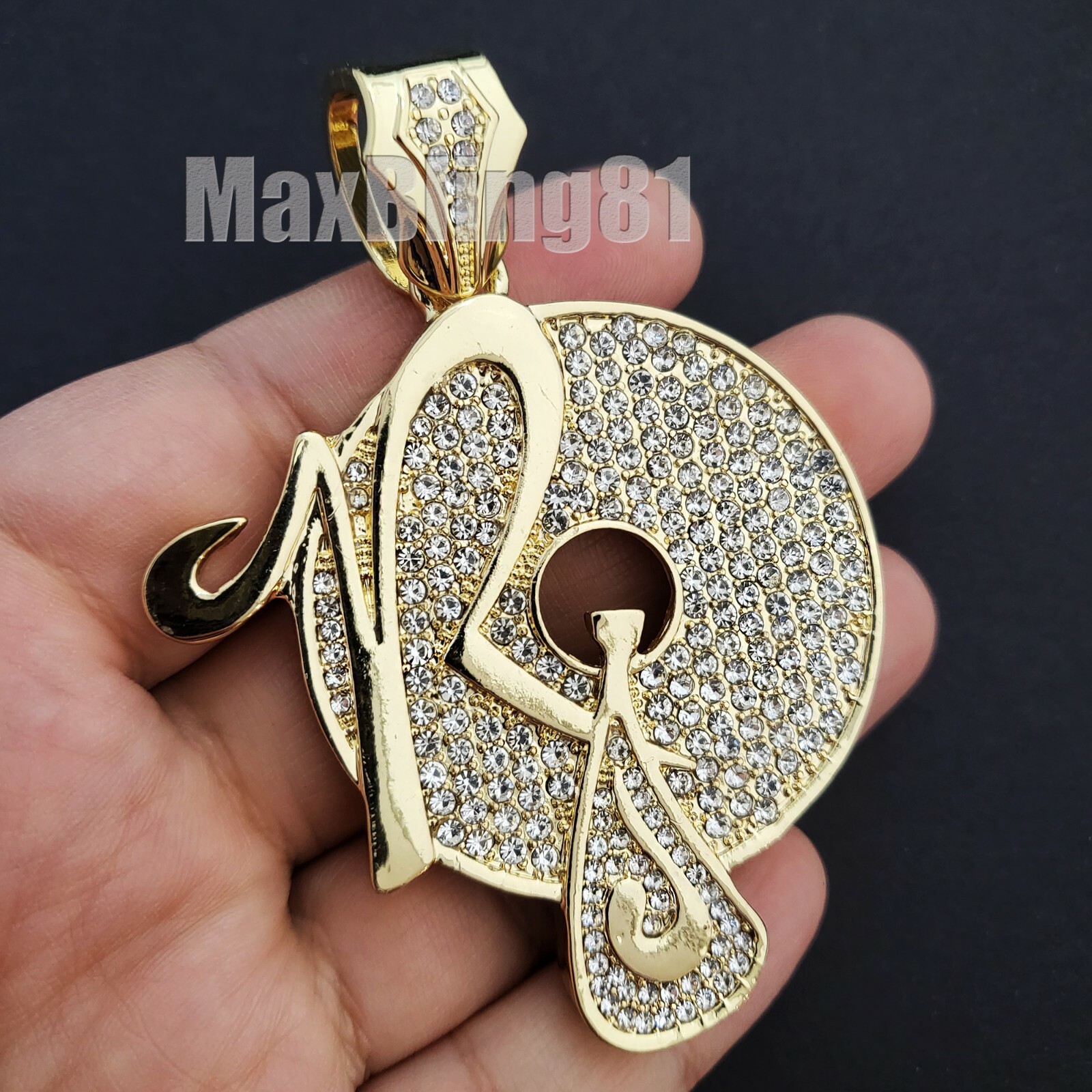 Hip Hop Gold ROCAFELLA Pendant & 16″ 18″ 20″ Iced Baguette Choker Chain Necklace