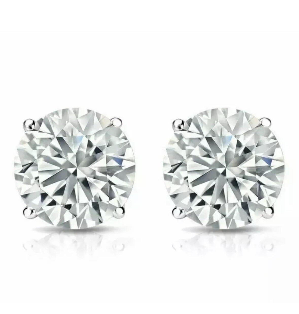 2 Ct Round Cut VVS1/ D Lab Created Stud Earrings 14K White Gold 7mm Screw Back