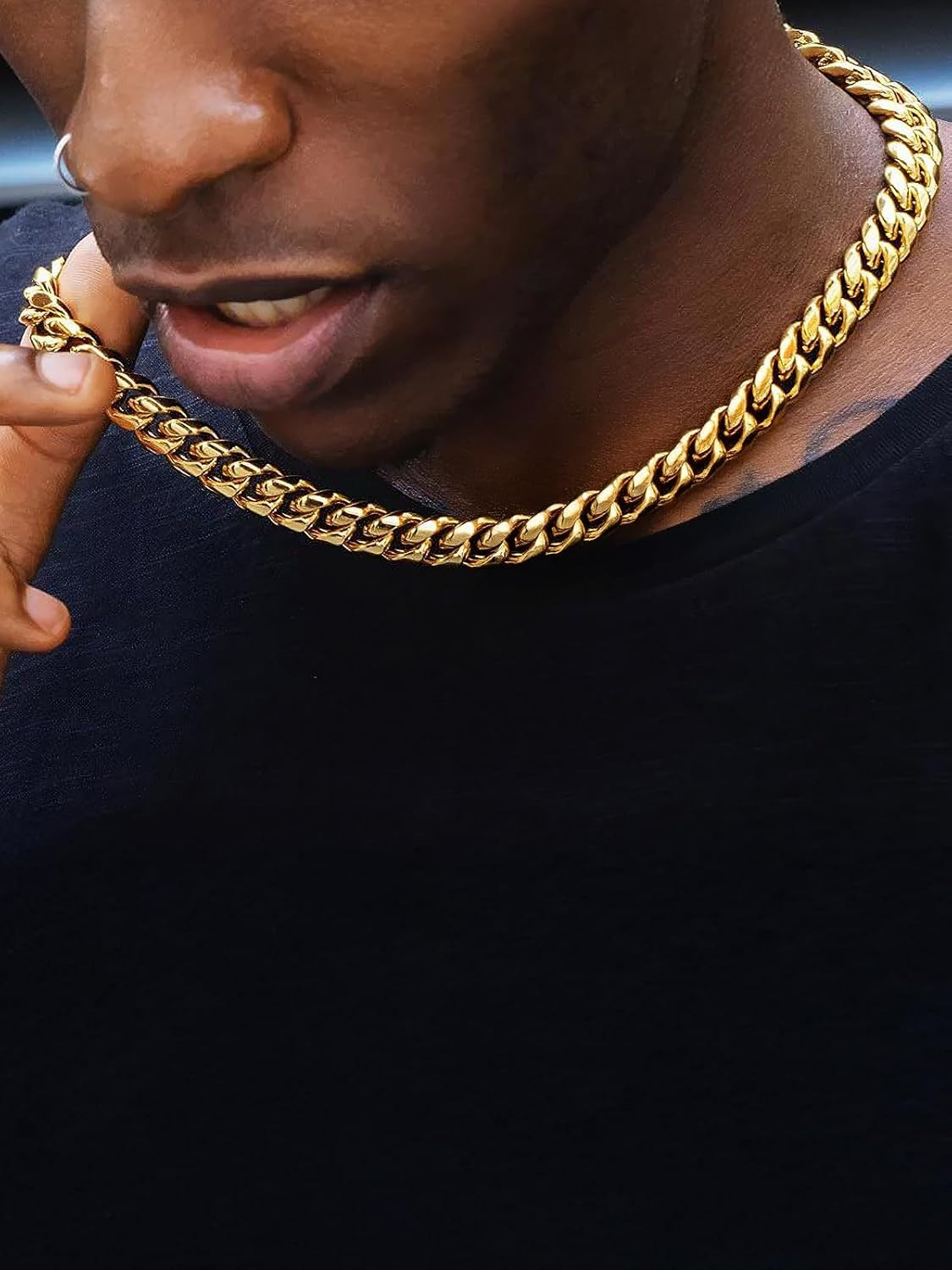 Miami Cuban Link Chain Necklace for Men, Stainless Steel Curb Chain, 4.8/6/10/14