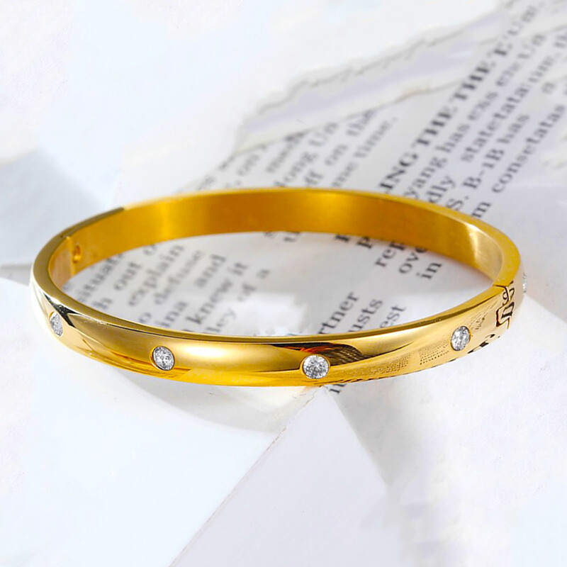 18k Gold Filled Over Sterling Silver Womens Small 6.5″ Open Bracelet Bangle D990
