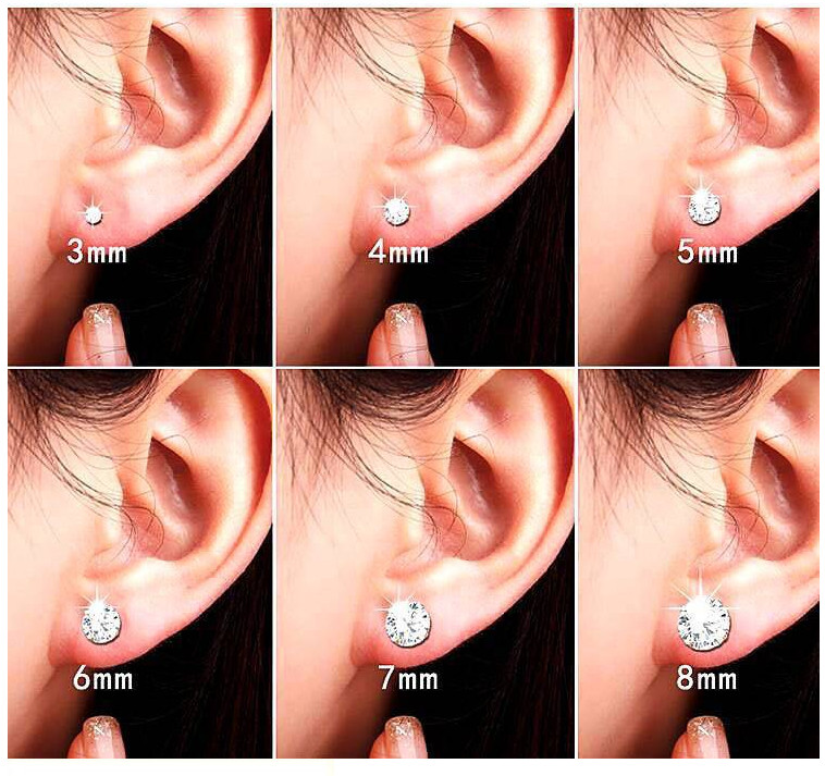 Hypoallergenic Titanium Surgical Steel Round CZ Stud Earrings Screw Back PE31