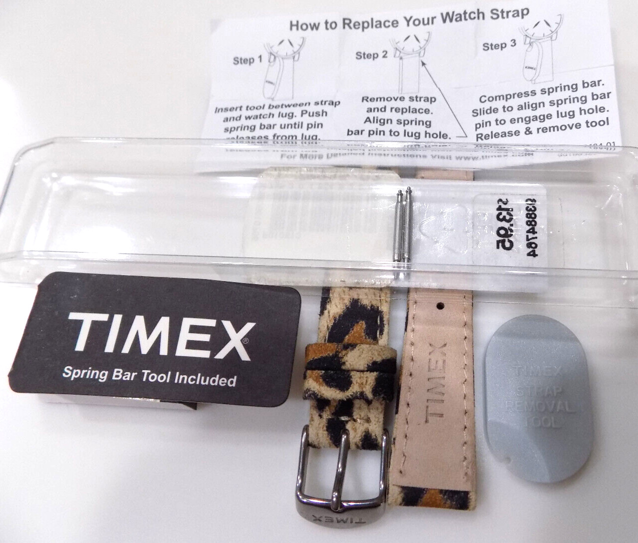 New Timex Faux LEOPARD Genuine Embossed Leather 16mm Regular Watch Band Strap