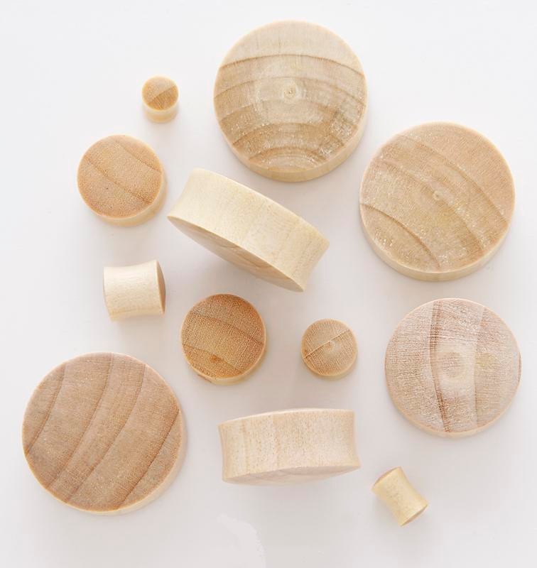 1 Pair 2G 6mm Blonde Crocodile Organic Natural Wood Saddle Plugs Ear Gauges 636