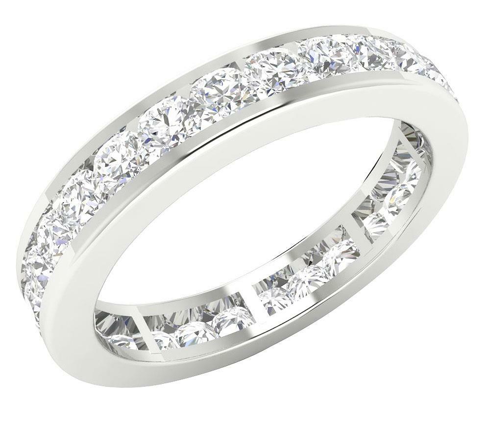 Natural Diamond Channel Set Eternity Ring I1 G 2.00 Ct 14K Gold Size Selectable