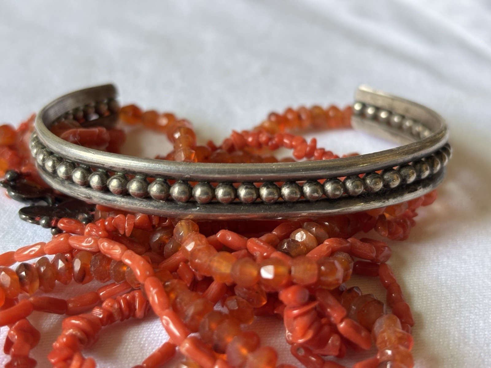 Vintage 6.5” Navajo Sterling Silver Ball Bracelet