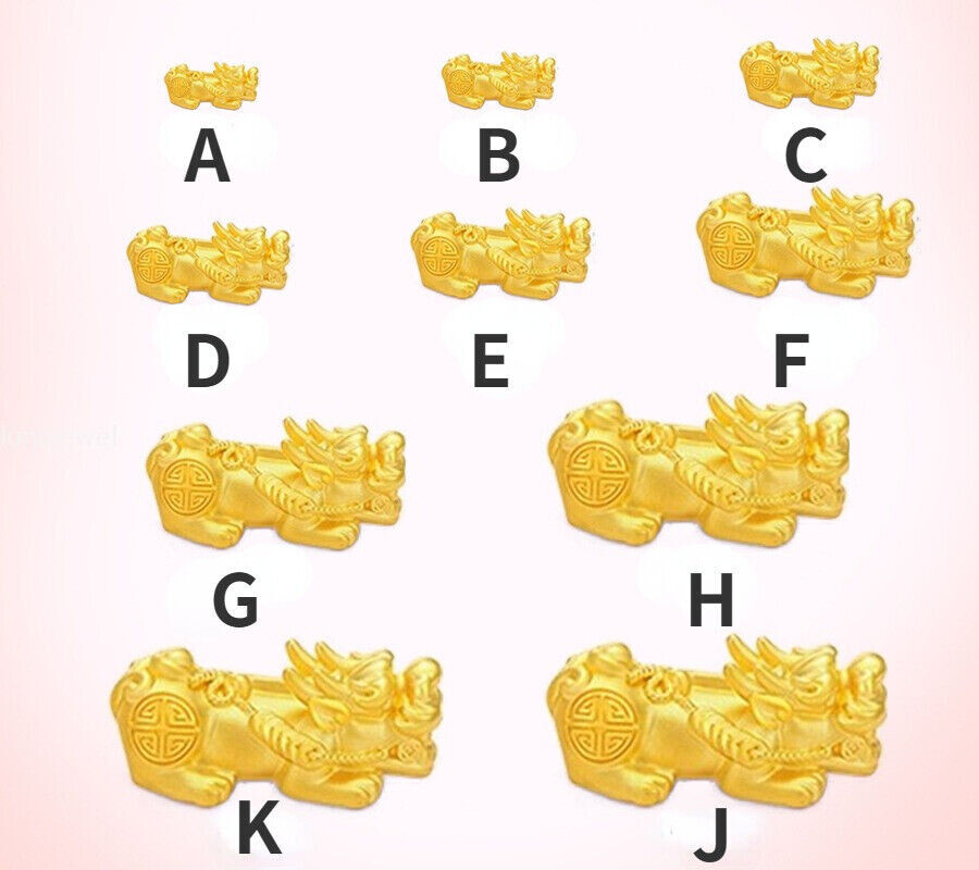 1pcs Real 24K Yellow Gold 999 Dragon Pixiu Men Women Bracelet Pendants