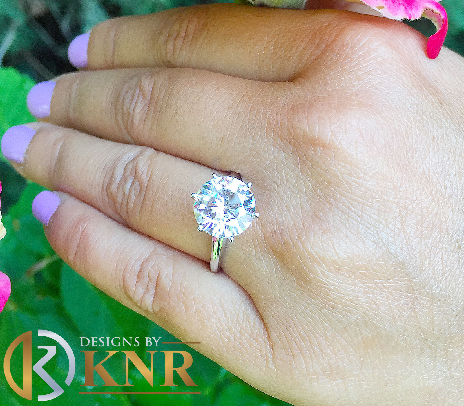 14K SOLID WHITE GOLD 5.00 CARAT ROUND CUT MOISSANITE SOLITAIRE RING SIX PRONG