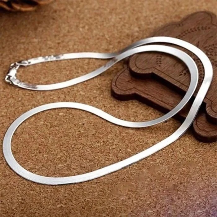 925 Sterling Silver 4MM Blade Chain Necklace Women Men Jewelry Holiday gifts