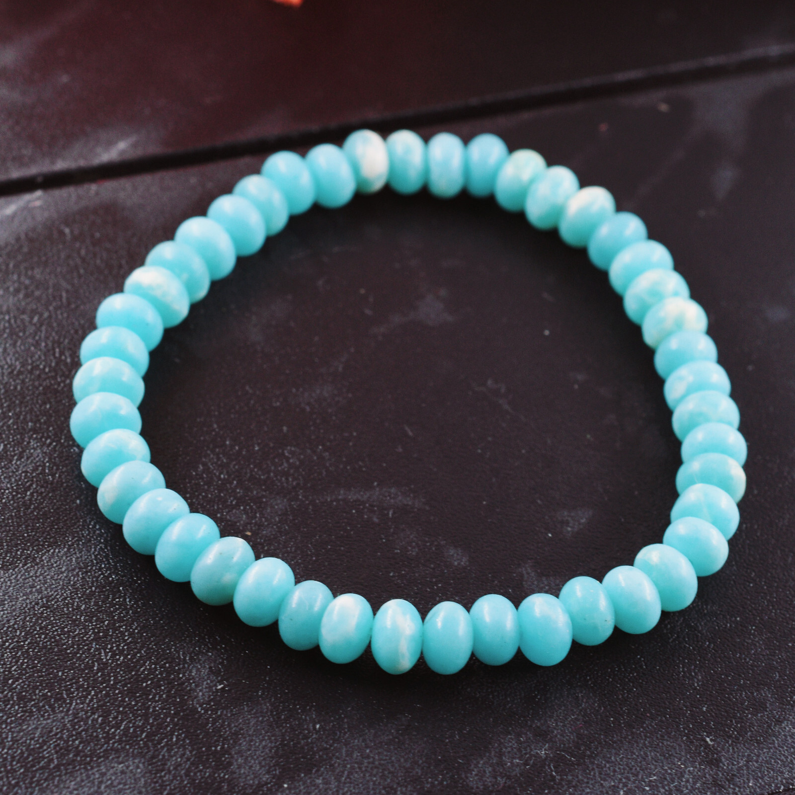 Beautiful Peruvian Opal 6-6.5mm Smooth Gemstone Stretch Bracelet womens gift