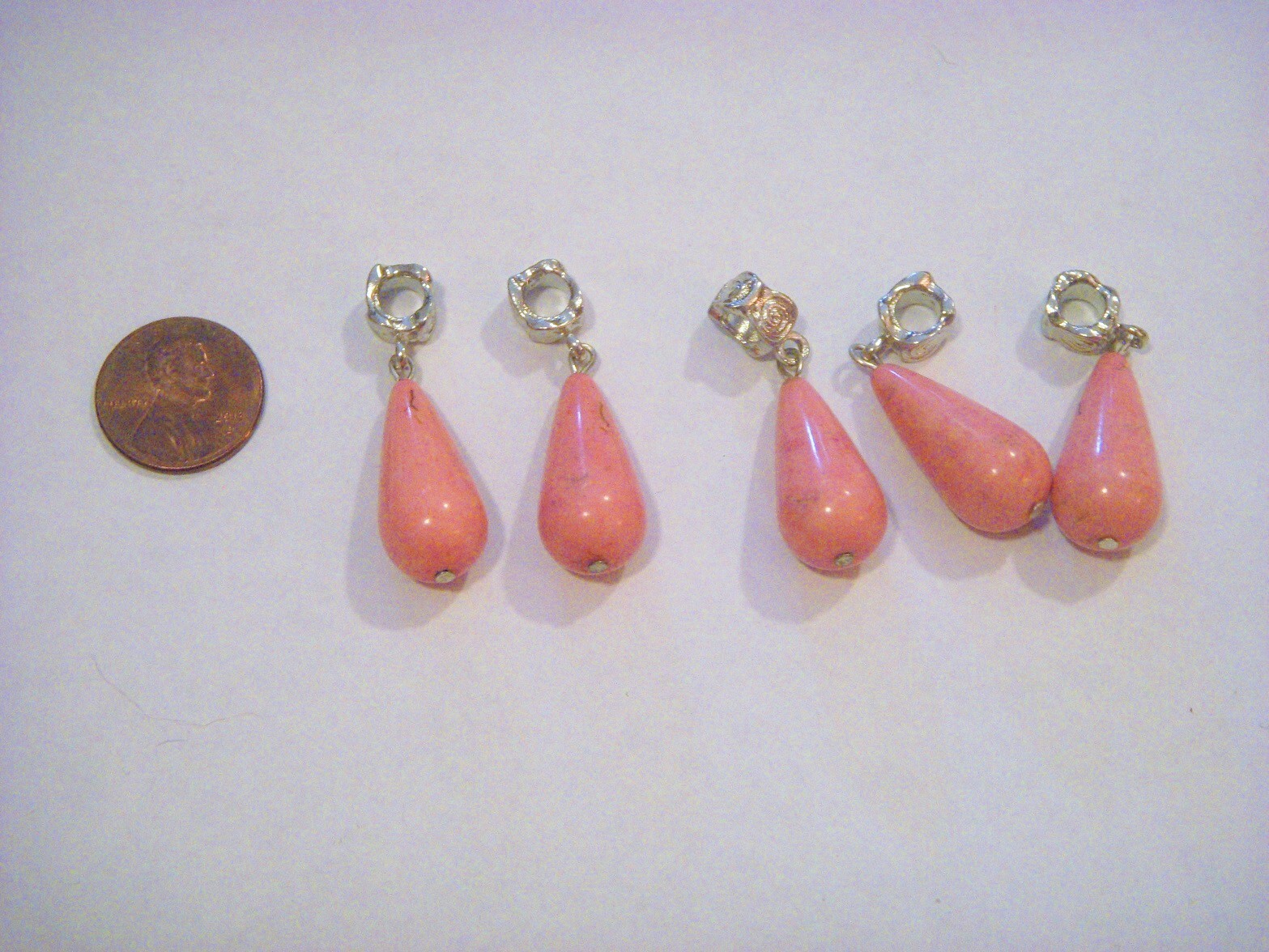 PINK TURQUOISE SINGLE CHARM DANGLE FOR BRACELETS OR PENDANTS MULTISHAPE/DESIGN
