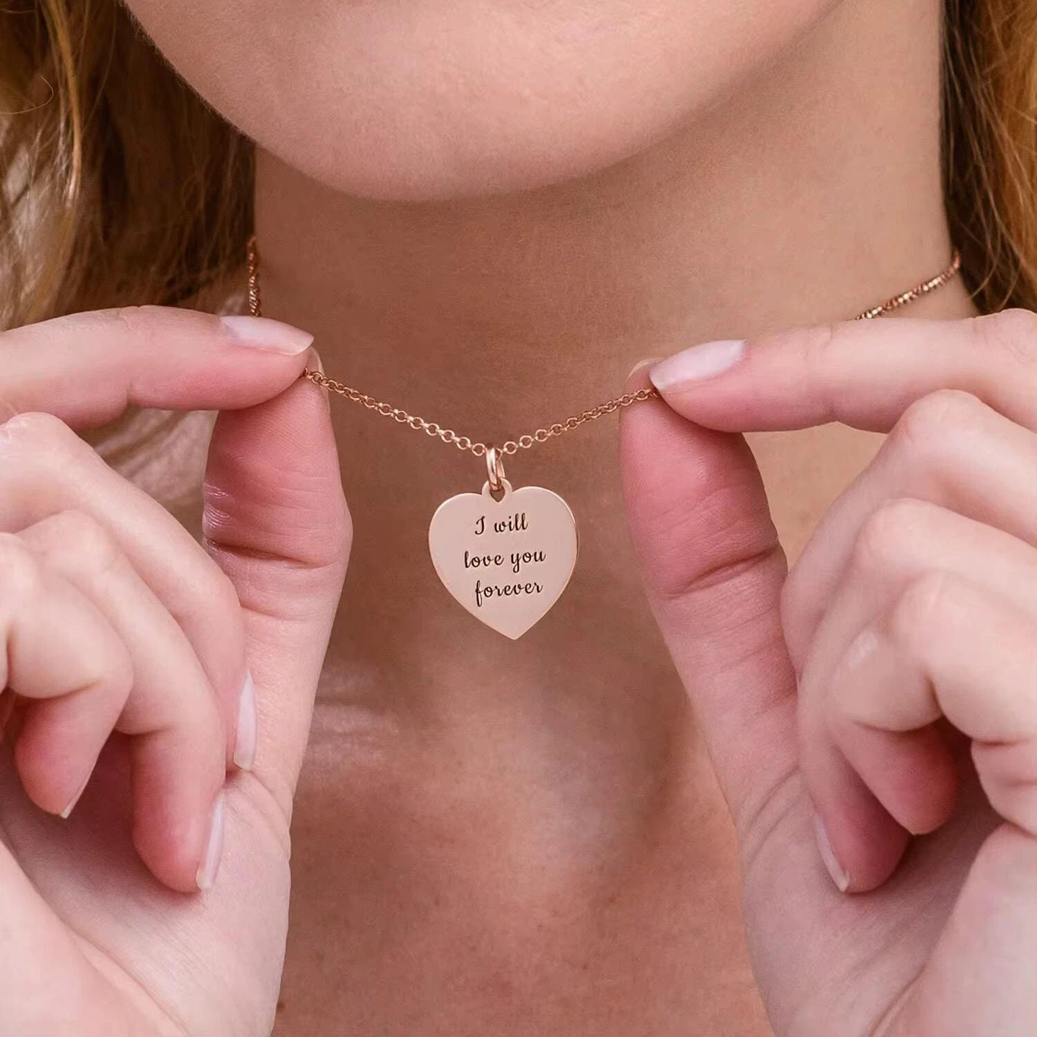 Engraved Heart Necklace: Personalized Stainless Steel Pendant with Free Chain