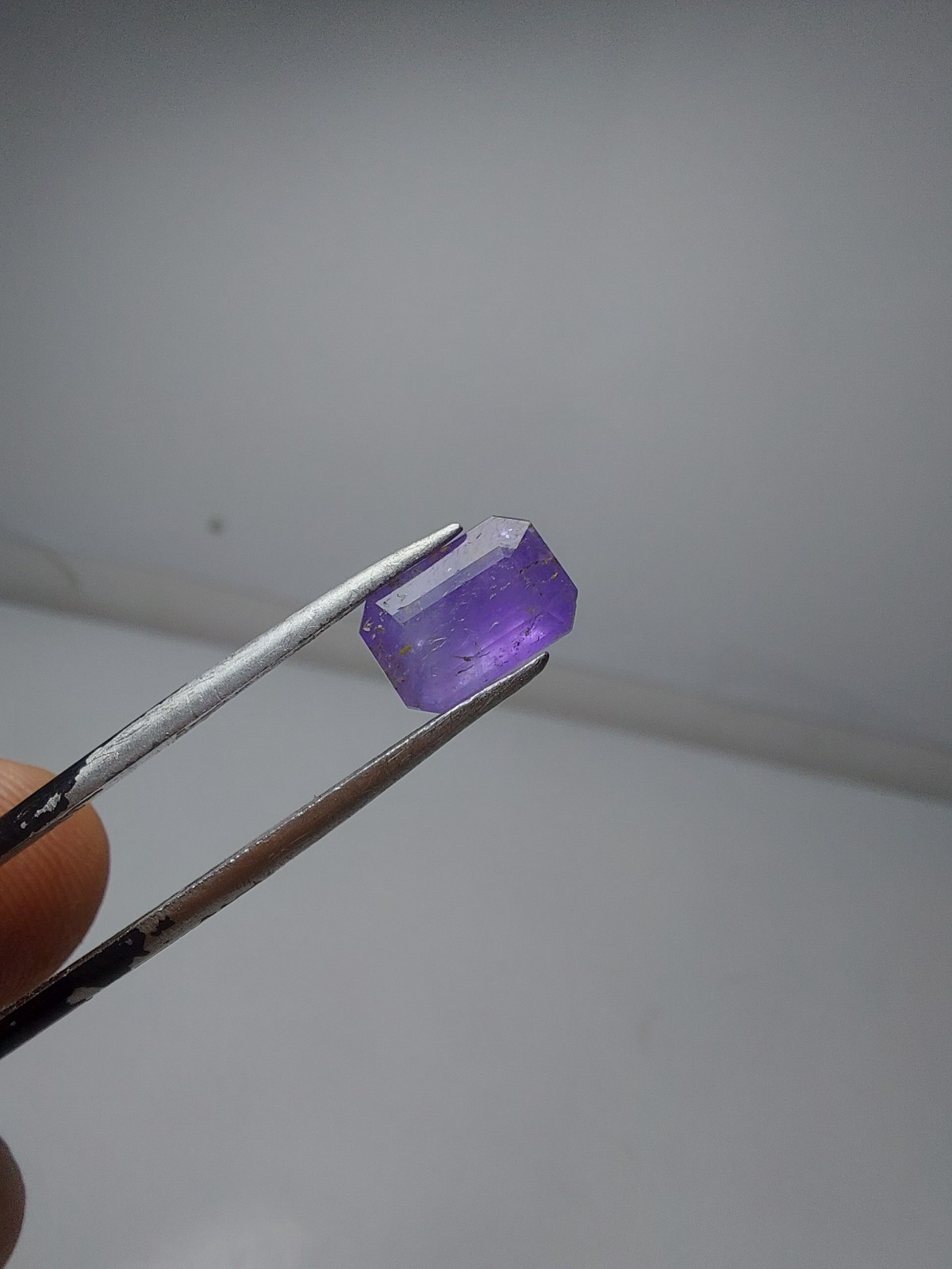 1.35- carat fluorescent Tenebrecent hackmanite cut from Badakhshan Afghanistan