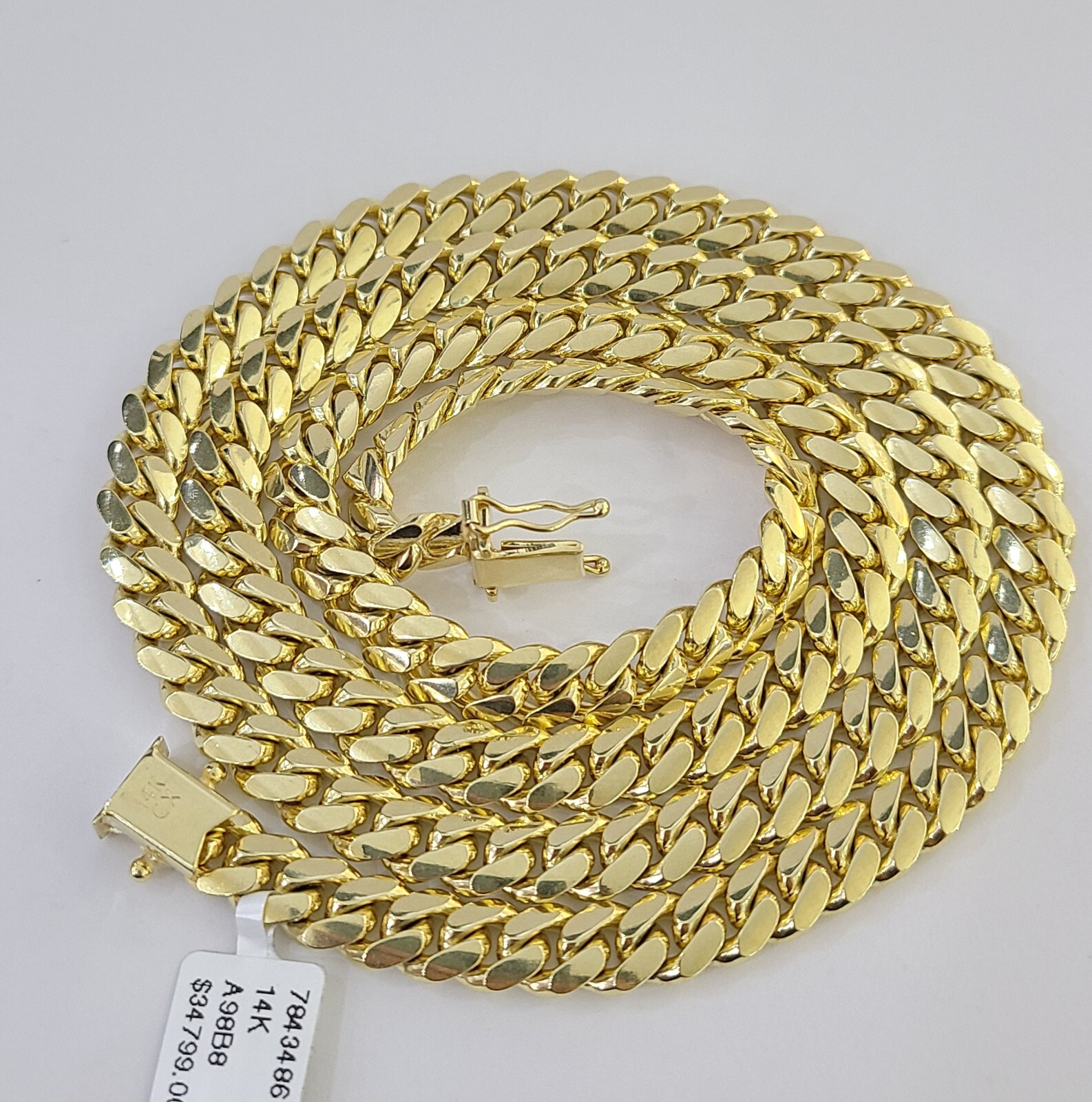 solid 14k Real Yellow Gold Miami Cuban Link Chain 7mm Necklace 20″-26″ Inch