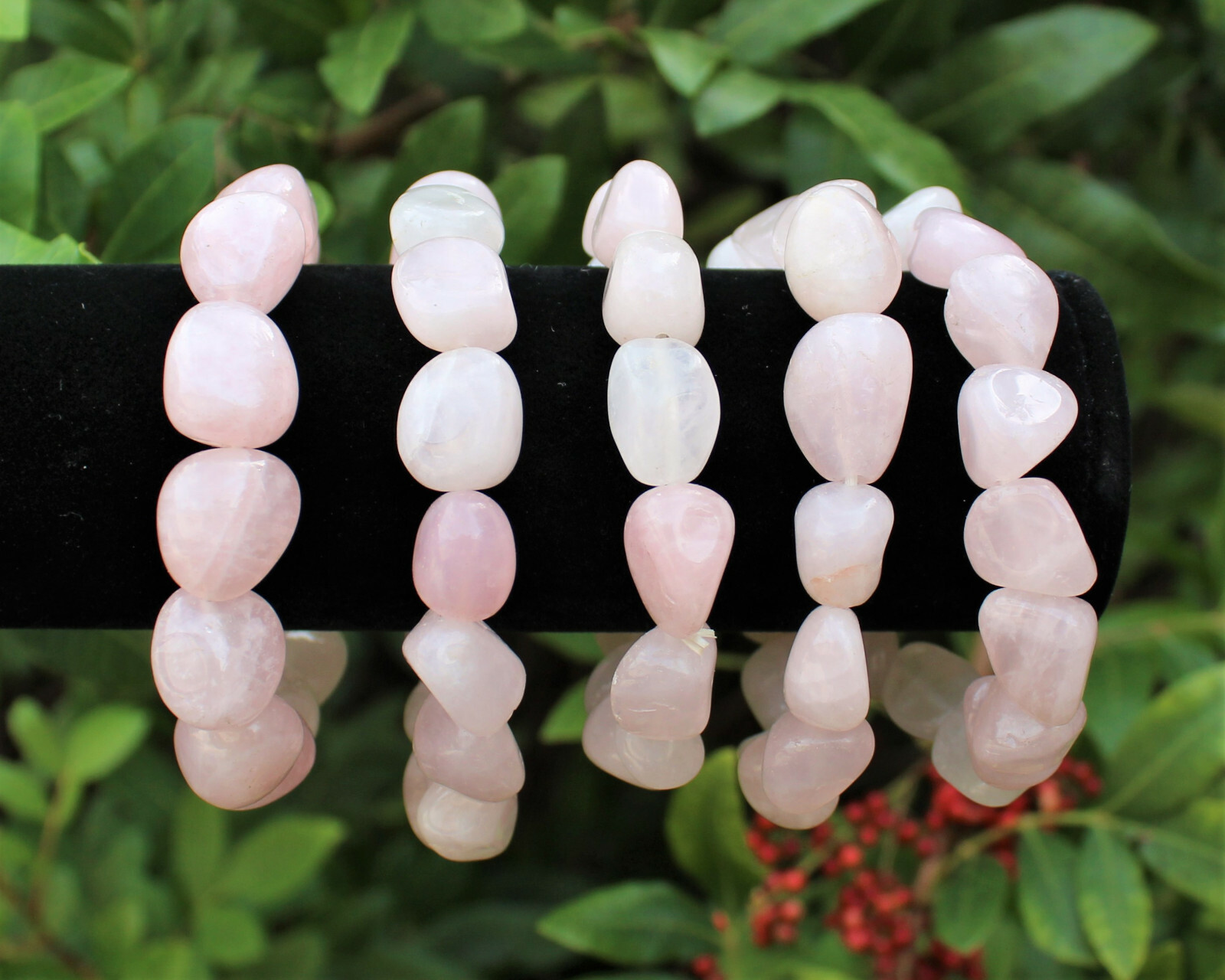 Rose Quartz Tumbled Gemstone Bracelet 6-8 mm Nuggets (Stretch Bracelet, Gift)