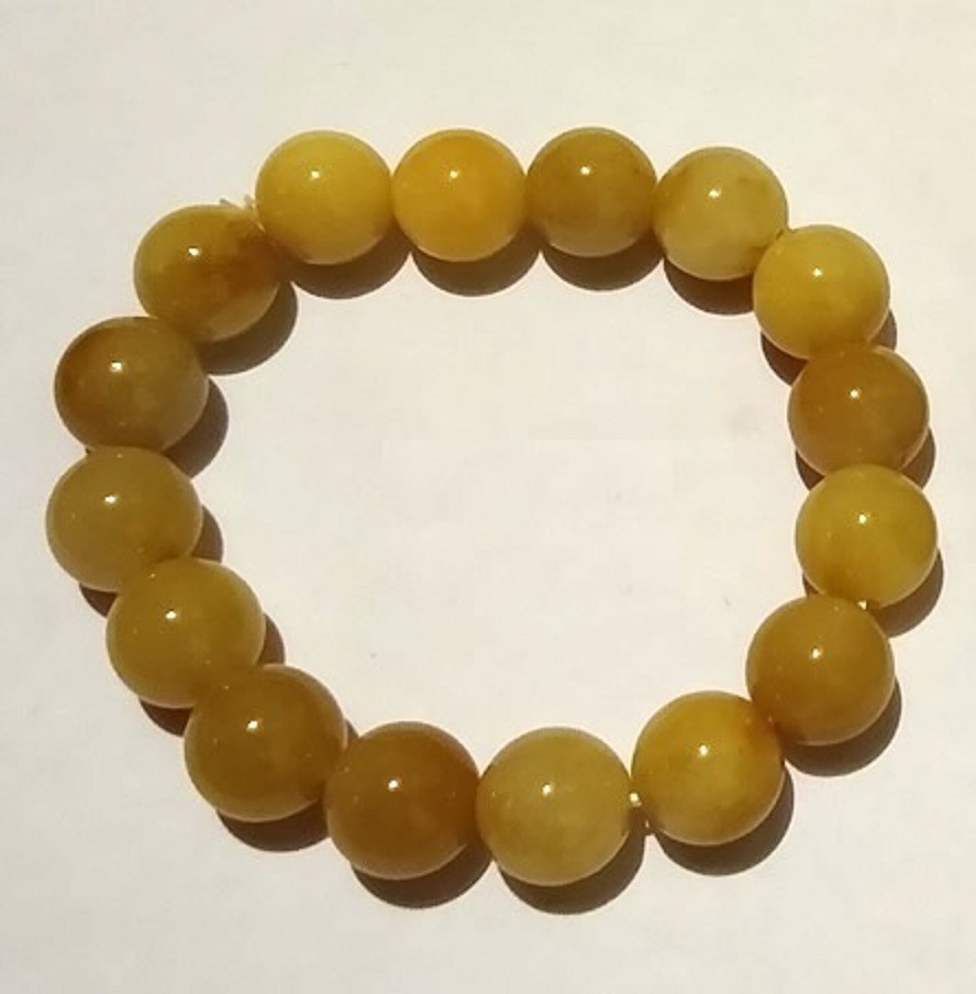 Yellow jade 11 mm round beads bracelet lucky wealthy amulet jewelry for anyone