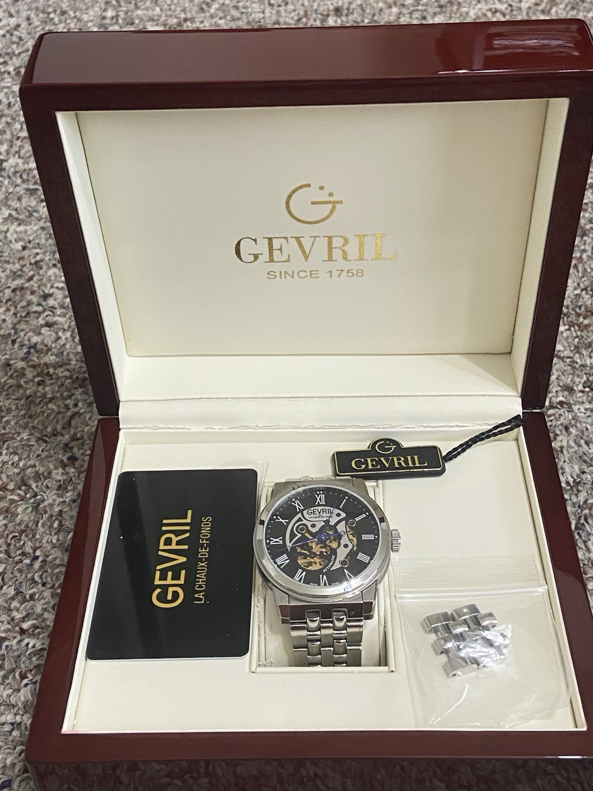 Gevril Men’s 2691 Limited Edition Vanderbilt Swiss Automatic Open Heart in box
