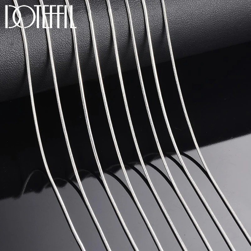 10PCS 925 Sterling Silver Snake Chain Necklaces 1mm 16–30 Inch Fashion Jewelry