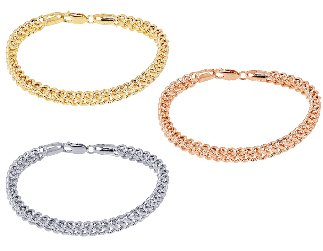 Hollow Franco Chain Bracelet 5MM 10K Gold 7″-9″