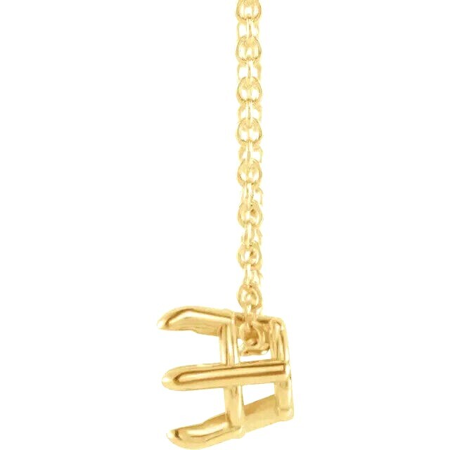 14K Solid Yellow Gold Slide Pendant Setting Round Solitaire 6 Prong 4mm-6.5mm