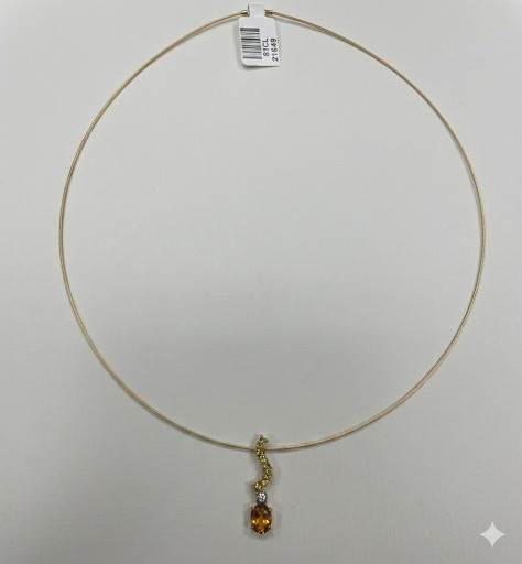 14K Yellow Gold Natural Citrine Gemstone Drop Necklace – Artistic Multi-Stone St