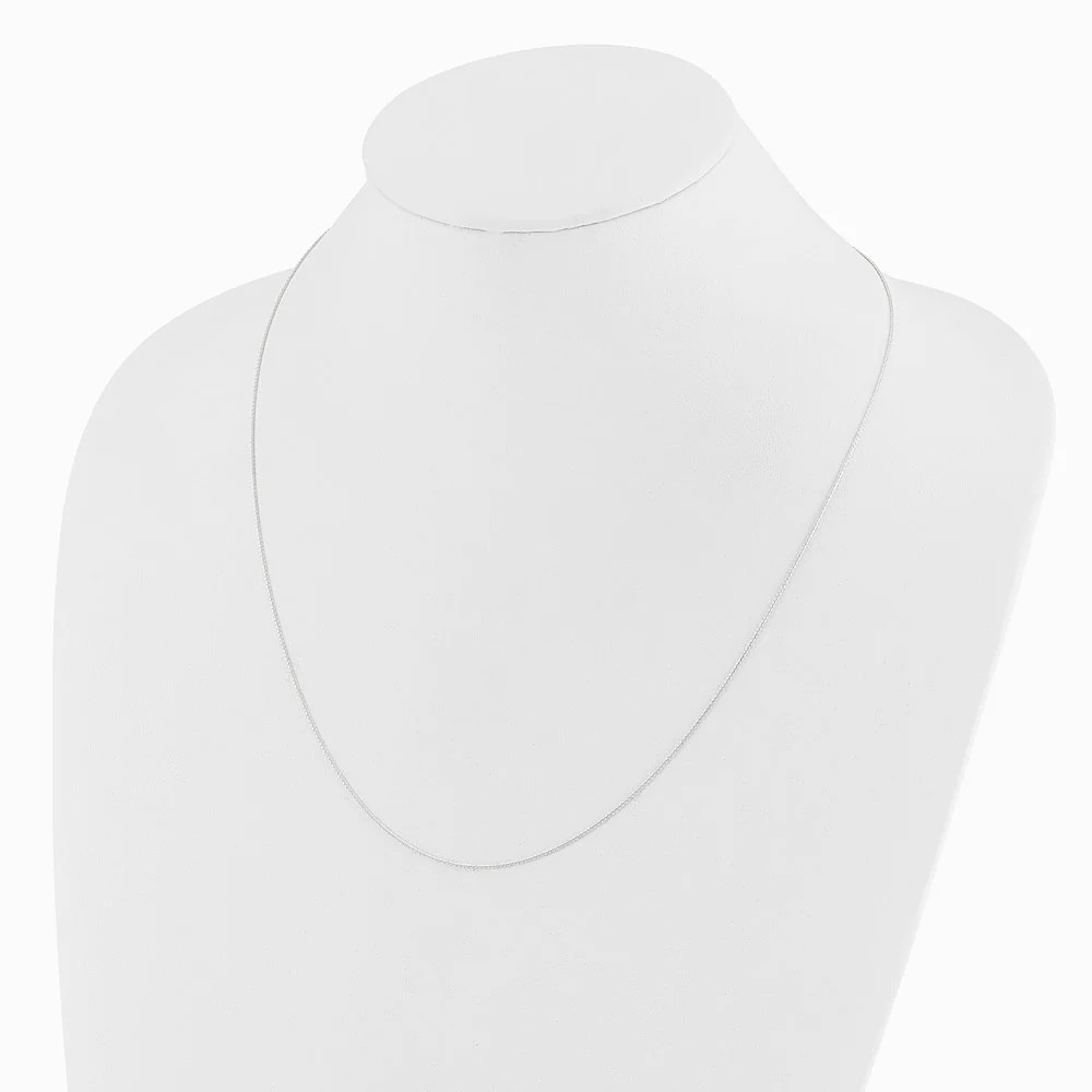 14K White Gold Adjustable .8mm Diamond-Cut Wheat Chain Necklace 22″-26″