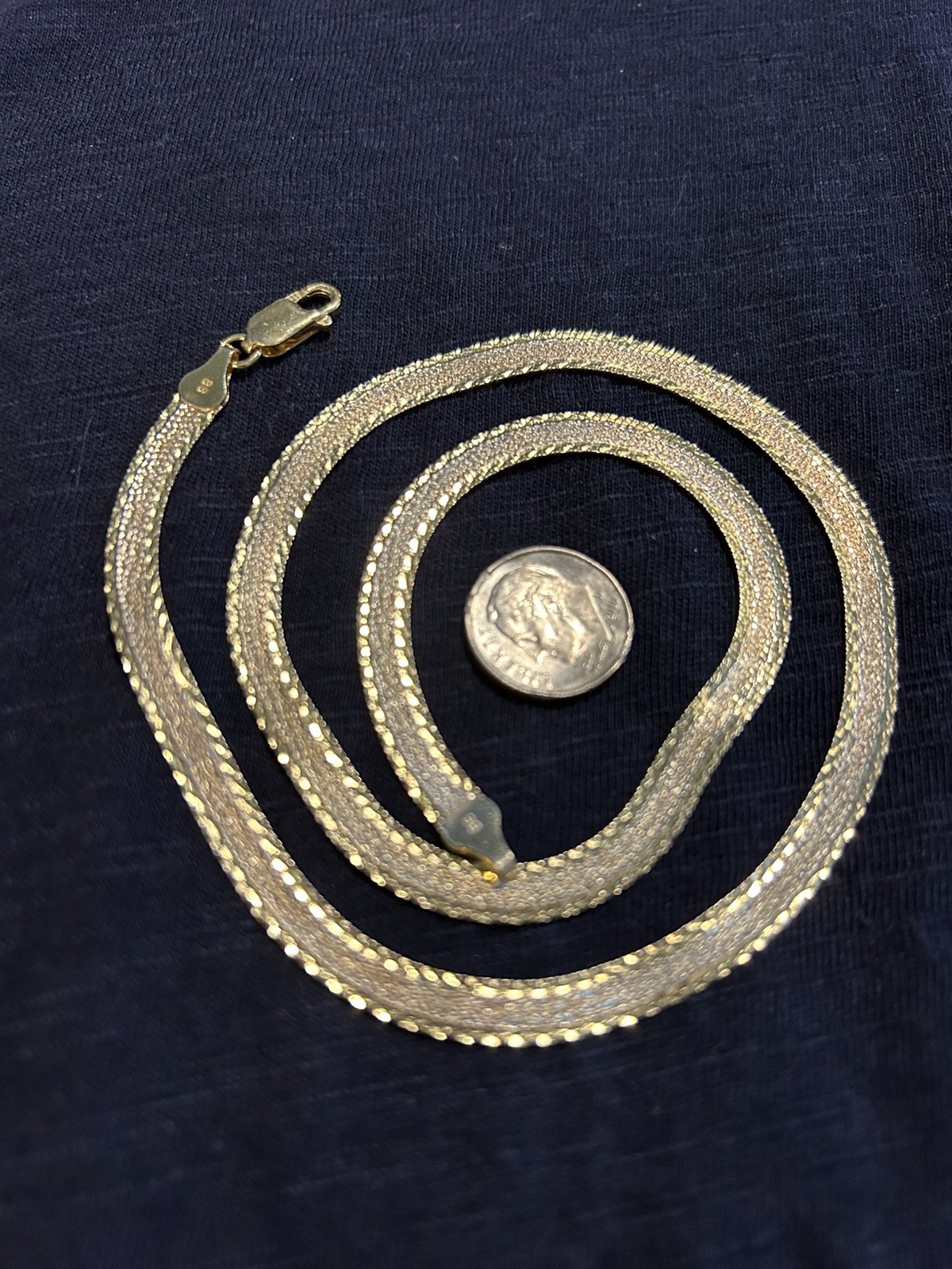 925 Sterling Silver reversible Herringbone Necklace Bracelet Italian Chain – 18”
