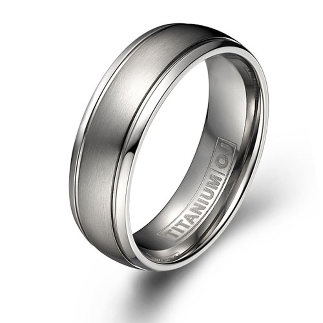 7mm Titanium Wedding Ring Brushed Surface Free Engraving Titanium Wedding Band