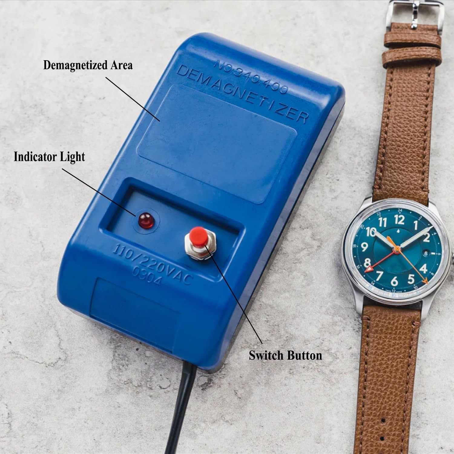 Professional Watch Demagnetizer Tool with Compass & Cleaning Cloth – Repair Kit