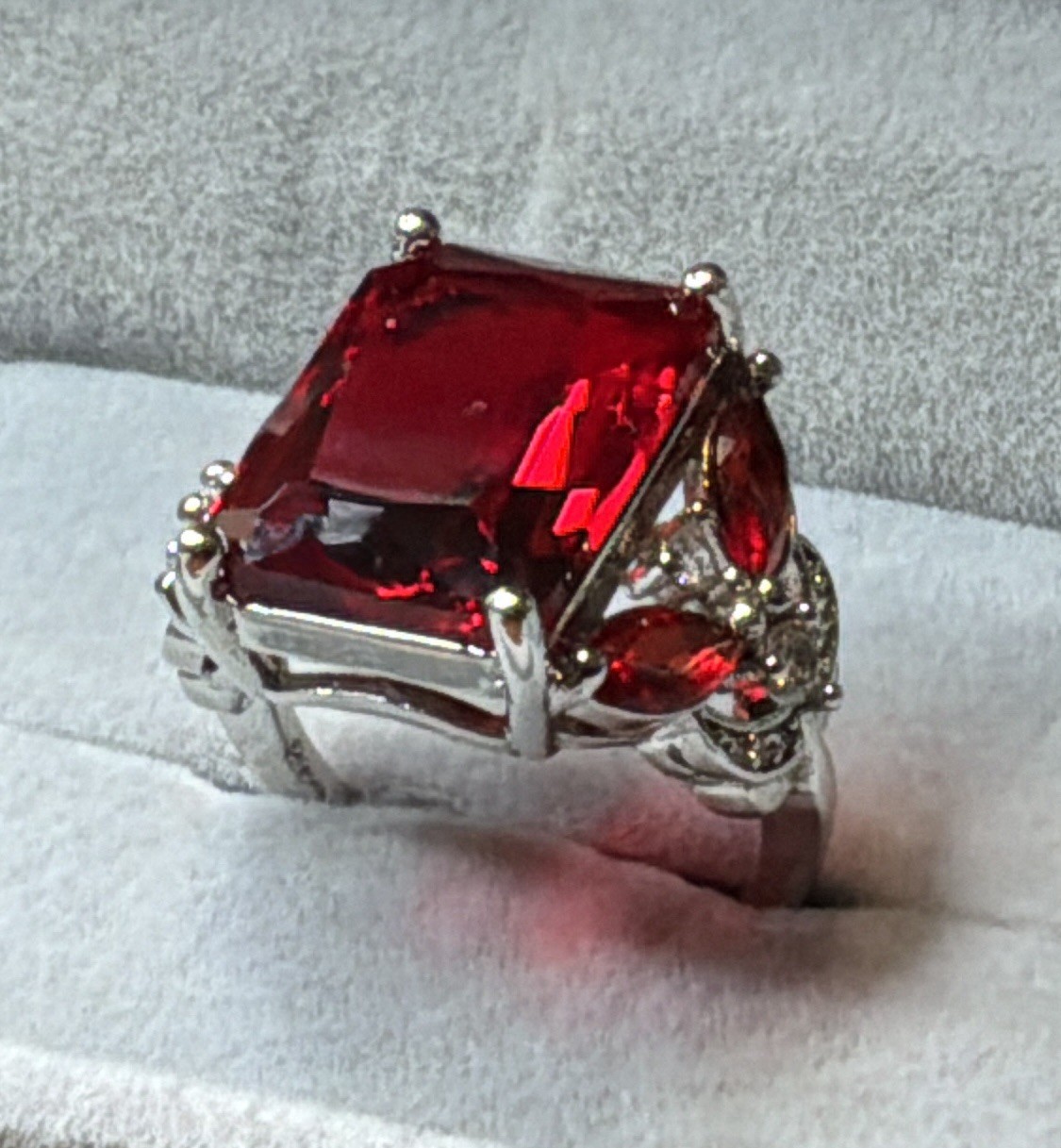 RUBY RING – Lab Created – 18x13mm Or 12.0ctw – .925 STERLING SILVER !!!