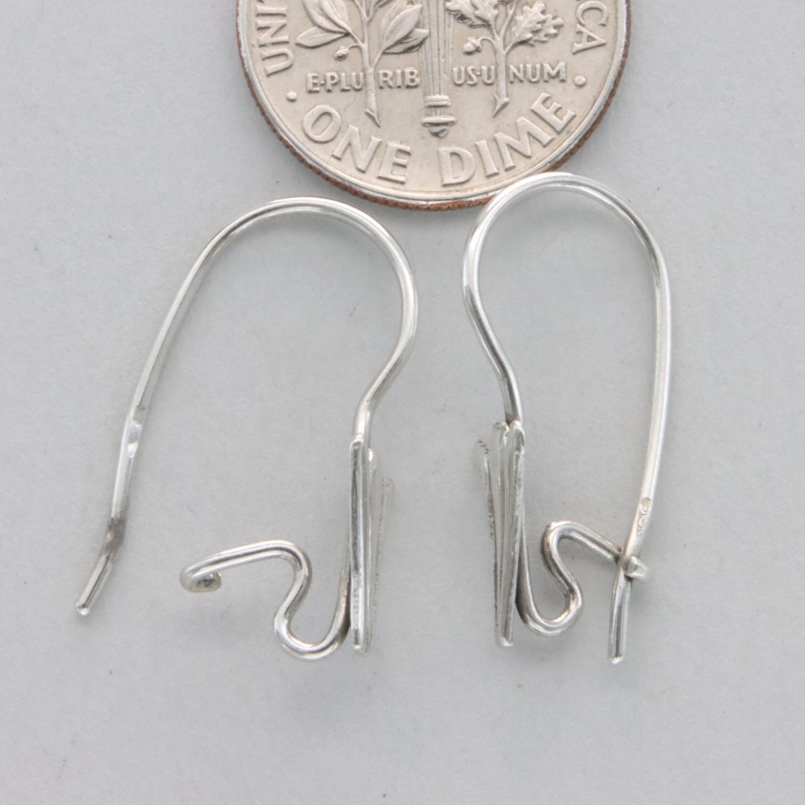Pair of 925 STERLING SILVER Kidney Wire Hoops Earrings DIY Findings #24